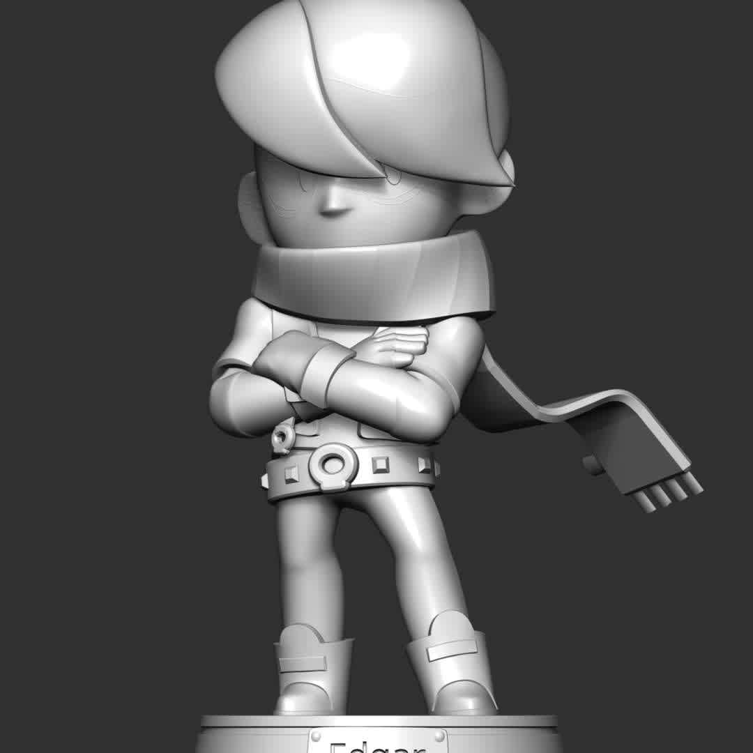 Edgar - Brawl Stars - **Edgar believes nobody understands him. Certainly not his mom, who thinks he's going through a phase. Only he knows the darkness in his soul is eternal.**

**The model ready for 3D printing.**

These information of model:

**- Format files: STL, OBJ to supporting 3D printing.**

**- Can be assembled without glue (glue is optional)**

**- Split down to 2 parts**

**- The height of current model is 20 cm and you can free to scale it.**

**- ZTL format for Zbrush for you to customize as you like.**

Please don't hesitate to contact me if you have any issues question.

If you see this model useful, please vote positively for it. - Los mejores archivos para impresión 3D del mundo. Modelos Stl divididos en partes para facilitar la impresión 3D. Todo tipo de personajes, decoración, cosplay, prótesis, piezas. Calidad en impresión 3D. Modelos 3D asequibles. Bajo costo. Compras colectivas de archivos 3D.