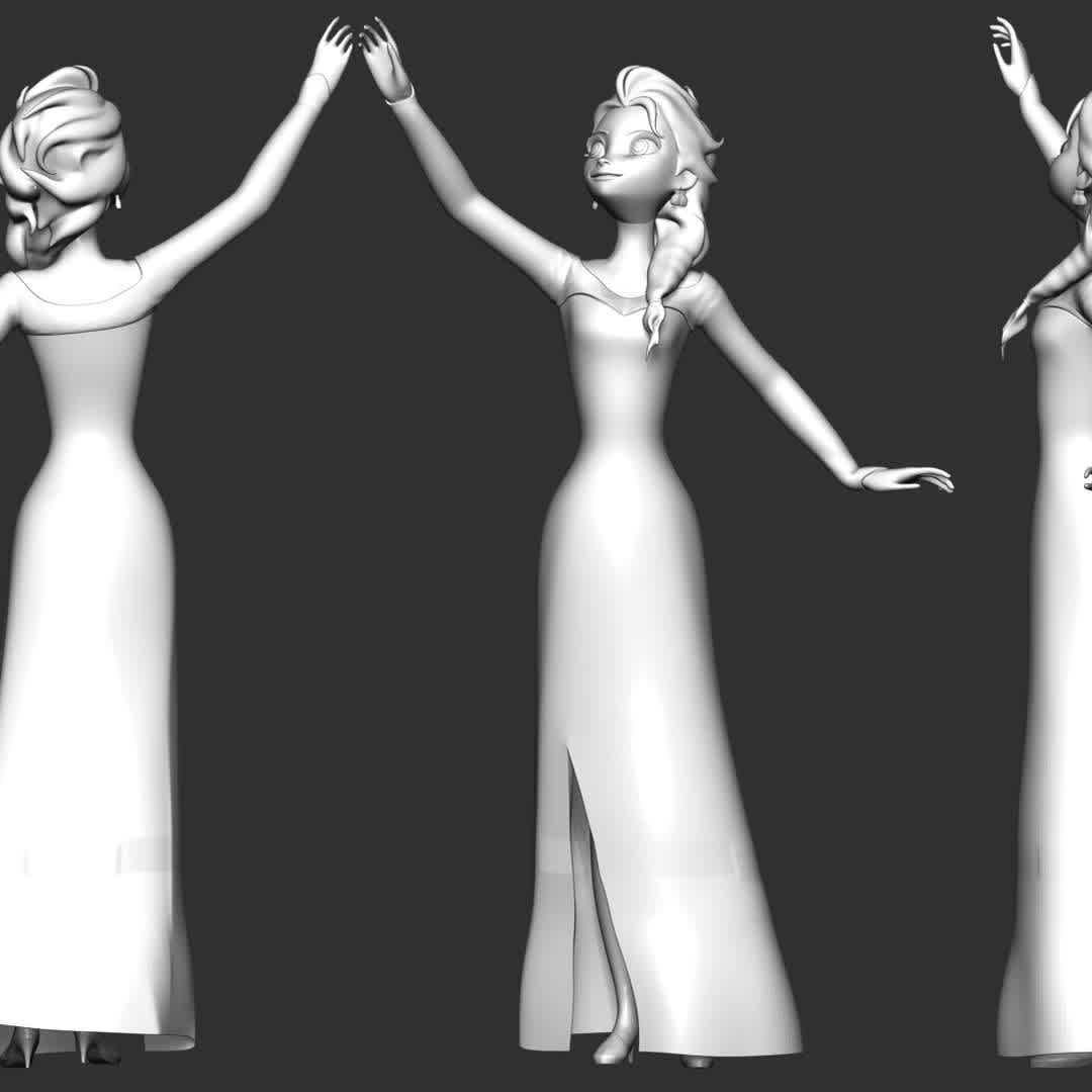 Elsa  - Elsa of Arendelle is a fictional character who appears in Disney   animated film Frozen.

**These information of this model:**

- The model ready for 3D printing.
- The model current size is 20cm height, but you are free to scale it.
- Files format: STL, OBJ (included 05 separated files is ready for 3D printing). 
- Also includes Zbrush original file (ZTL) for you to customize as you like.

Hope you like her.
If you have any questions please don't hesitate to contact me. I will respond you ASAP. - The best files for 3D printing in the world. Stl models divided into parts to facilitate 3D printing. All kinds of characters, decoration, cosplay, prosthetics, pieces. Quality in 3D printing. Affordable 3D models. Low cost. Collective purchases of 3D files.