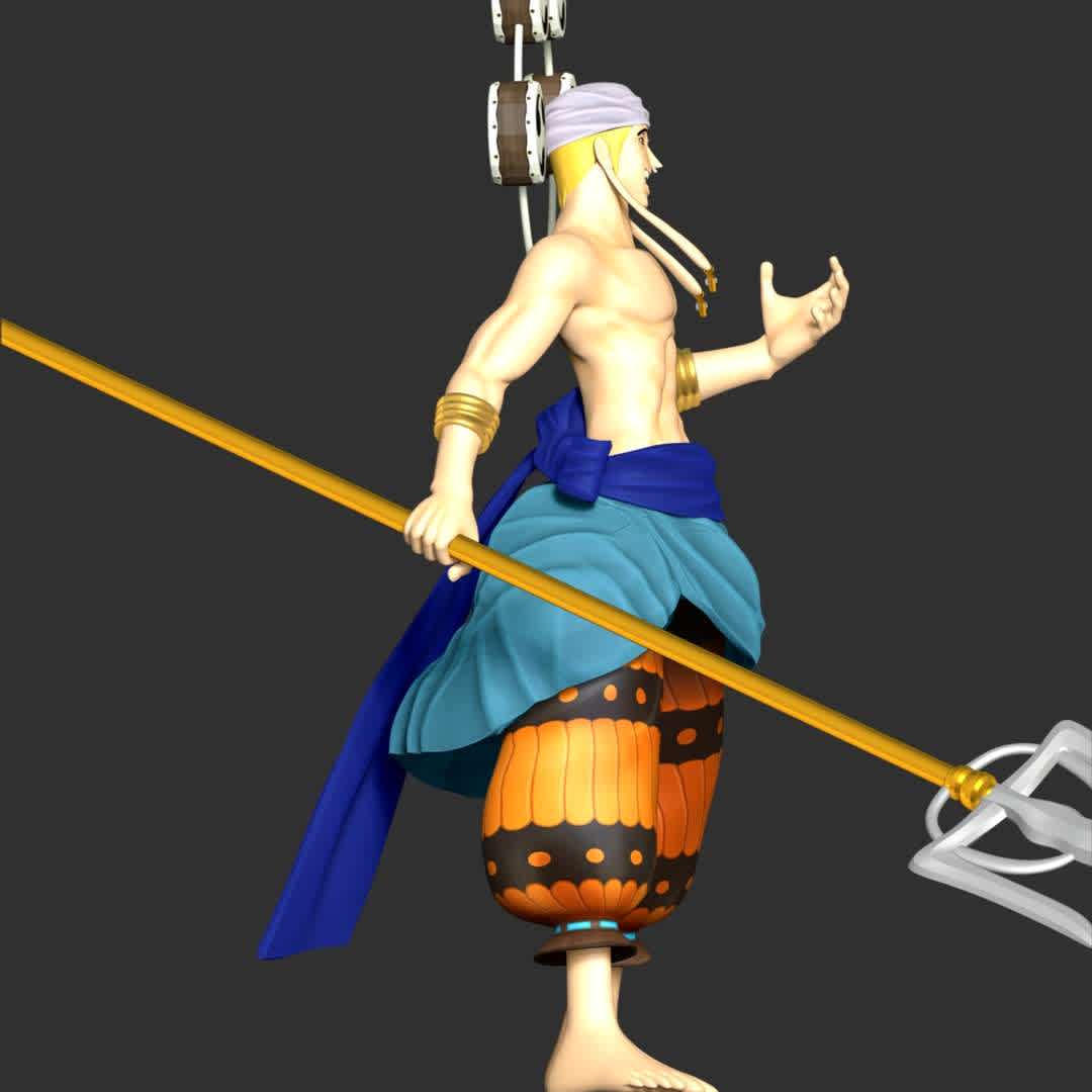 Enel - One Piece - 
**Enel is the former tyrannical ruler or "God" of Skypiea**

**The model ready for 3D printing.**

These information of model:

**- The height of current model is 20 cm and you can free to scale it.**

**- Format files: STL, OBJ to supporting 3D printing.**

**- Can be assembled without glue (glue is optional)**

**- Split down to 4 Parts**

Please don't hesitate to contact me if you have any issues question. - The best files for 3D printing in the world. Stl models divided into parts to facilitate 3D printing. All kinds of characters, decoration, cosplay, prosthetics, pieces. Quality in 3D printing. Affordable 3D models. Low cost. Collective purchases of 3D files.