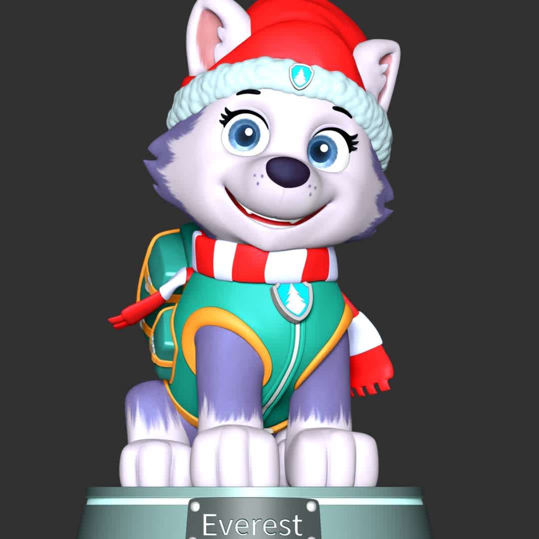 Everest Christmas - Paw Patrol - **Let's celebrate Christmas with Everest Paw Patrol**

These information of model:

**- The height of current model is 20 cm and you can free to scale it.**

**- Format files: STL, OBJ to supporting 3D printing.**

Please don't hesitate to contact me if you have any issues question. - The best files for 3D printing in the world. Stl models divided into parts to facilitate 3D printing. All kinds of characters, decoration, cosplay, prosthetics, pieces. Quality in 3D printing. Affordable 3D models. Low cost. Collective purchases of 3D files.