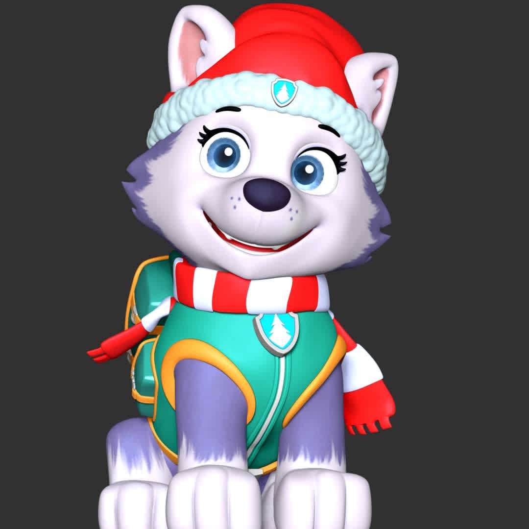 Everest Christmas - Paw Patrol - **Let's celebrate Christmas with Everest Paw Patrol**

These information of model:

**- The height of current model is 20 cm and you can free to scale it.**

**- Format files: STL, OBJ to supporting 3D printing.**

Please don't hesitate to contact me if you have any issues question. - The best files for 3D printing in the world. Stl models divided into parts to facilitate 3D printing. All kinds of characters, decoration, cosplay, prosthetics, pieces. Quality in 3D printing. Affordable 3D models. Low cost. Collective purchases of 3D files.