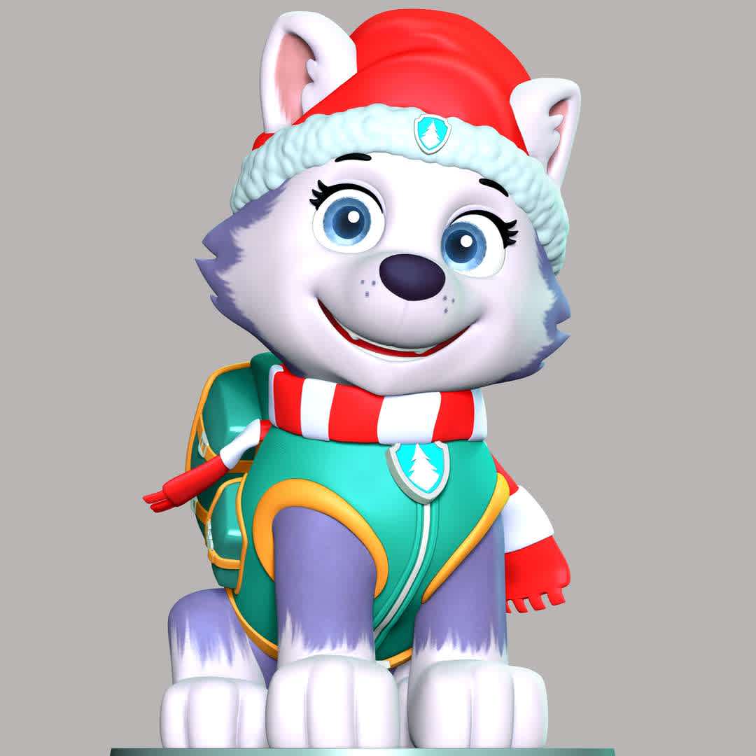 Everest Christmas - Paw Patrol - **Let's celebrate Christmas with Everest Paw Patrol**

These information of model:

**- The height of current model is 20 cm and you can free to scale it.**

**- Format files: STL, OBJ to supporting 3D printing.**

Please don't hesitate to contact me if you have any issues question. - The best files for 3D printing in the world. Stl models divided into parts to facilitate 3D printing. All kinds of characters, decoration, cosplay, prosthetics, pieces. Quality in 3D printing. Affordable 3D models. Low cost. Collective purchases of 3D files.