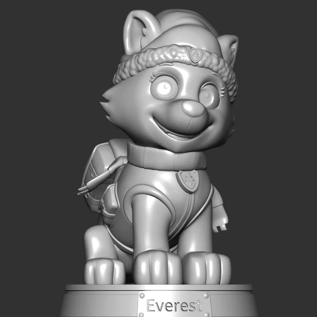 Everest Christmas - Paw Patrol - **Let's celebrate Christmas with Everest Paw Patrol**

These information of model:

**- The height of current model is 20 cm and you can free to scale it.**

**- Format files: STL, OBJ to supporting 3D printing.**

Please don't hesitate to contact me if you have any issues question. - The best files for 3D printing in the world. Stl models divided into parts to facilitate 3D printing. All kinds of characters, decoration, cosplay, prosthetics, pieces. Quality in 3D printing. Affordable 3D models. Low cost. Collective purchases of 3D files.