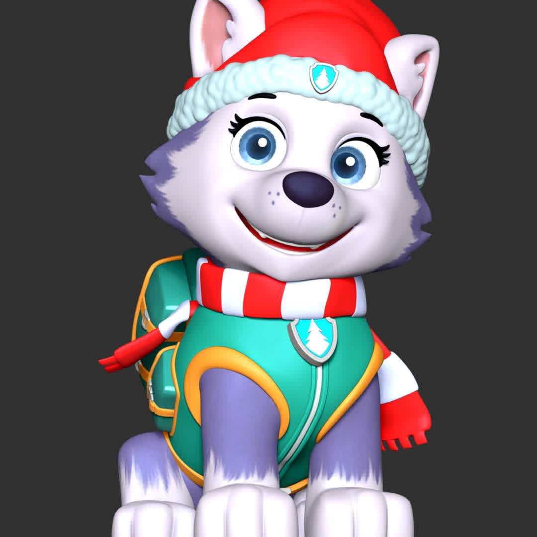 Everest Christmas - Paw Patrol - **Let's celebrate Christmas with Everest Paw Patrol**

These information of model:

**- The height of current model is 20 cm and you can free to scale it.**

**- Format files: STL, OBJ to supporting 3D printing.**

Please don't hesitate to contact me if you have any issues question. - The best files for 3D printing in the world. Stl models divided into parts to facilitate 3D printing. All kinds of characters, decoration, cosplay, prosthetics, pieces. Quality in 3D printing. Affordable 3D models. Low cost. Collective purchases of 3D files.