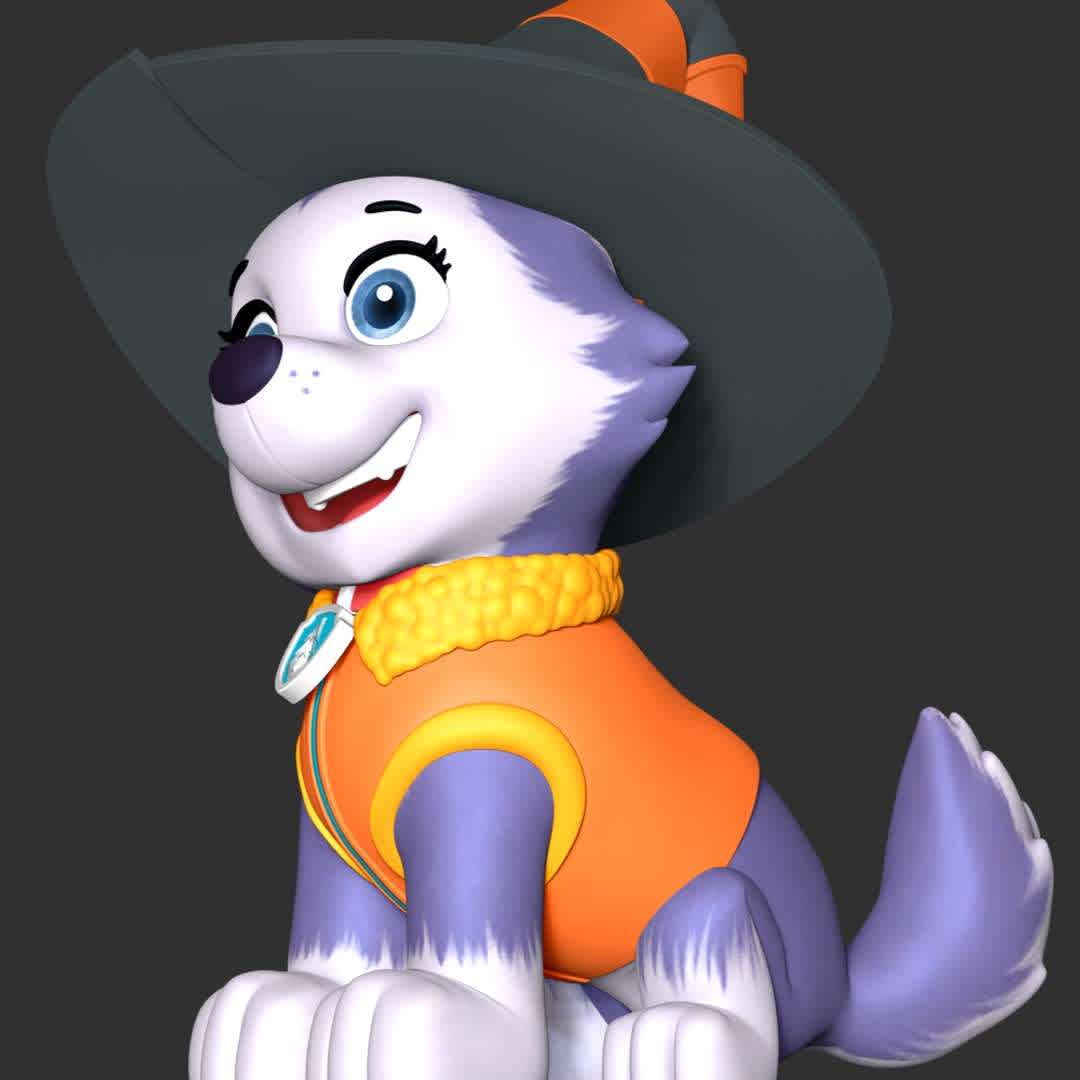 Everest Halloween - Paw Patrol - These information of model:

**- The height of current model is 20 cm and you can free to scale it.**

**- Format files: STL, OBJ to supporting 3D printing.**

Please don't hesitate to contact me if you have any issues question. - The best files for 3D printing in the world. Stl models divided into parts to facilitate 3D printing. All kinds of characters, decoration, cosplay, prosthetics, pieces. Quality in 3D printing. Affordable 3D models. Low cost. Collective purchases of 3D files.