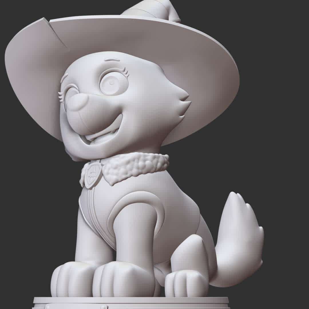 Everest Halloween - Paw Patrol - These information of model:

**- The height of current model is 20 cm and you can free to scale it.**

**- Format files: STL, OBJ to supporting 3D printing.**

Please don't hesitate to contact me if you have any issues question. - The best files for 3D printing in the world. Stl models divided into parts to facilitate 3D printing. All kinds of characters, decoration, cosplay, prosthetics, pieces. Quality in 3D printing. Affordable 3D models. Low cost. Collective purchases of 3D files.