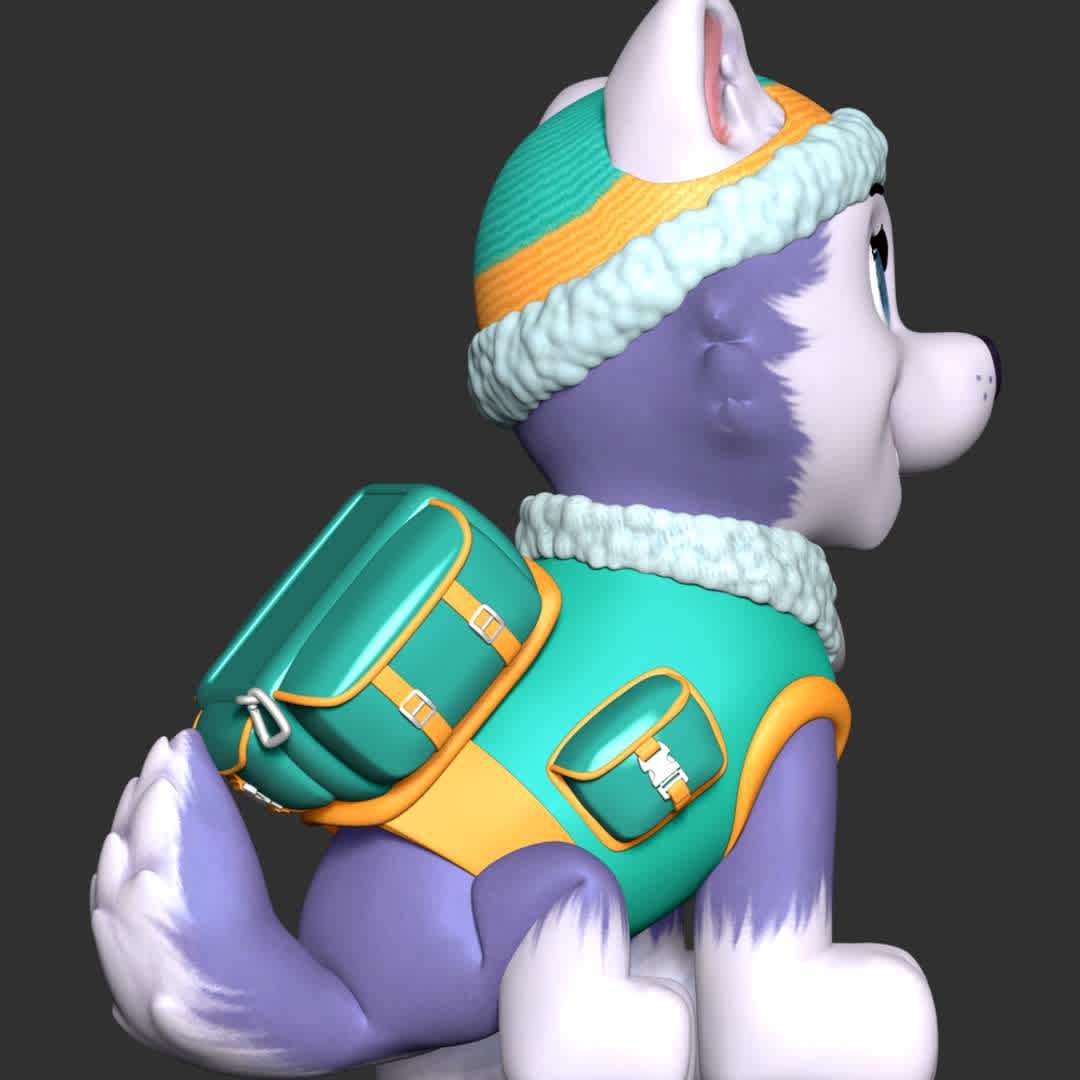 Everest - paw patrol - These information of model:

**- The height of current model is 20 cm and you can free to scale it.**

**- Format files: STL, OBJ to supporting 3D printing.**

Please don't hesitate to contact me if you have any issues question. - The best files for 3D printing in the world. Stl models divided into parts to facilitate 3D printing. All kinds of characters, decoration, cosplay, prosthetics, pieces. Quality in 3D printing. Affordable 3D models. Low cost. Collective purchases of 3D files.