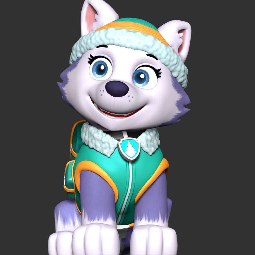 Everest - paw patrol - These information of model:

**- The height of current model is 20 cm and you can free to scale it.**

**- Format files: STL, OBJ to supporting 3D printing.**

Please don't hesitate to contact me if you have any issues question. - The best files for 3D printing in the world. Stl models divided into parts to facilitate 3D printing. All kinds of characters, decoration, cosplay, prosthetics, pieces. Quality in 3D printing. Affordable 3D models. Low cost. Collective purchases of 3D files.