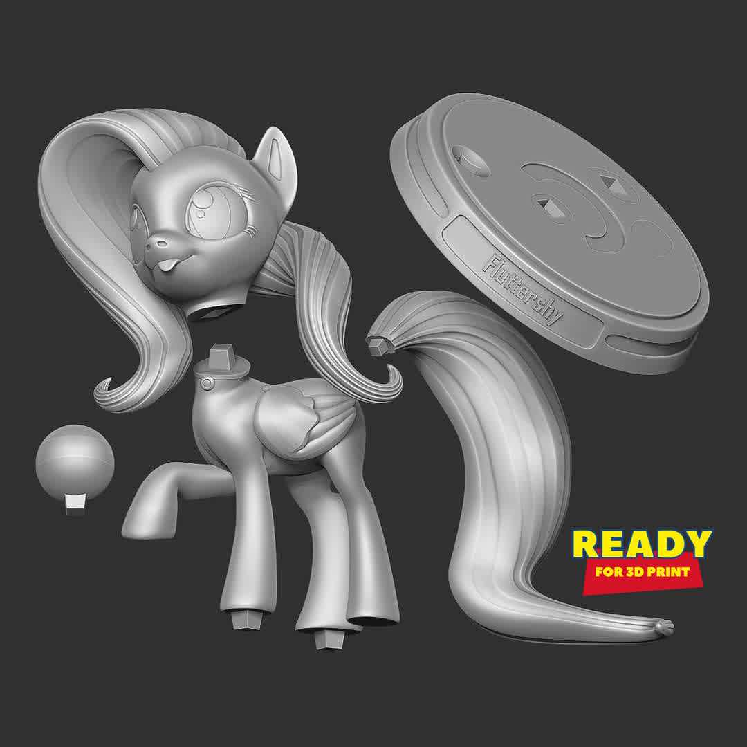 Fluttershy - Little Pony - "Fluttershy is a female Pegasus pony and one of the main characters of My Little Pony Friendship is Magic."

Basic parameters:

- STL format for 3D printing with 05 discrete objects
- Model height: 15cm
- Version 1.0: Polygons: 1761503 & Vertices: 924539

Model ready for 3D printing.

Please vote positively for me if you find this model useful. - Los mejores archivos para impresión 3D del mundo. Modelos Stl divididos en partes para facilitar la impresión 3D. Todo tipo de personajes, decoración, cosplay, prótesis, piezas. Calidad en impresión 3D. Modelos 3D asequibles. Bajo costo. Compras colectivas de archivos 3D.