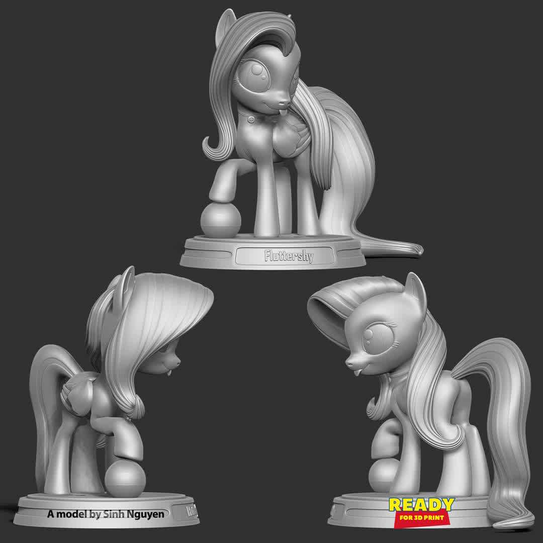 Fluttershy - Little Pony - "Fluttershy is a female Pegasus pony and one of the main characters of My Little Pony Friendship is Magic."

Basic parameters:

- STL format for 3D printing with 05 discrete objects
- Model height: 15cm
- Version 1.0: Polygons: 1761503 & Vertices: 924539

Model ready for 3D printing.

Please vote positively for me if you find this model useful. - The best files for 3D printing in the world. Stl models divided into parts to facilitate 3D printing. All kinds of characters, decoration, cosplay, prosthetics, pieces. Quality in 3D printing. Affordable 3D models. Low cost. Collective purchases of 3D files.