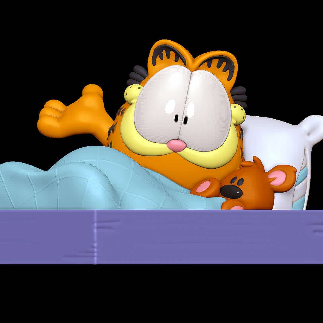 Garfield in Bed - Garfield happy in his bed.
 - Os melhores arquivos para impressão 3D do mundo. Modelos stl divididos em partes para facilitar a impressão 3D. Todos os tipos de personagens, decoração, cosplay, próteses, peças. Qualidade na impressão 3D. Modelos 3D com preço acessível. Baixo custo. Compras coletivas de arquivos 3D.