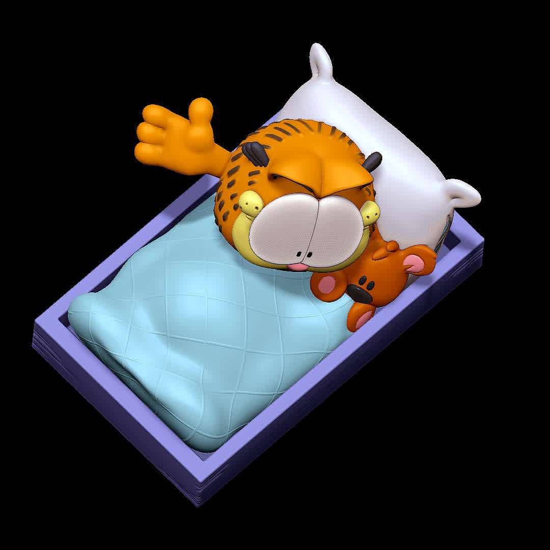 Garfield in Bed - Garfield happy in his bed.
 - The best files for 3D printing in the world. Stl models divided into parts to facilitate 3D printing. All kinds of characters, decoration, cosplay, prosthetics, pieces. Quality in 3D printing. Affordable 3D models. Low cost. Collective purchases of 3D files.