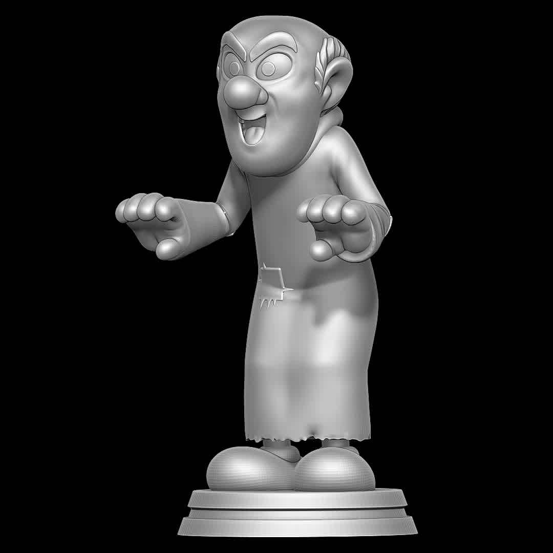 Gargamel - Smurfs - Good old Gargamel - The best files for 3D printing in the world. Stl models divided into parts to facilitate 3D printing. All kinds of characters, decoration, cosplay, prosthetics, pieces. Quality in 3D printing. Affordable 3D models. Low cost. Collective purchases of 3D files.