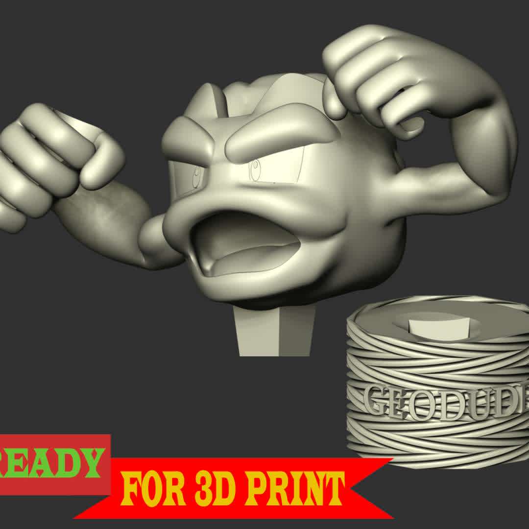 Geodud Pokemon - Airpod Holder - The Geodude will help to hold these airpod avoid dropping and breaking.

 **This model has a height of 18 cm.**

When you purchase this model, you will own:

 - STL, OBJ file with 02 separated files (included key to connect parts) is ready for 3D printing.

 - Zbrush original files (ZTL) for you to customize as you like.

This is version 1.0 of this model.

Thanks for viewing! Hope you like it. - The best files for 3D printing in the world. Stl models divided into parts to facilitate 3D printing. All kinds of characters, decoration, cosplay, prosthetics, pieces. Quality in 3D printing. Affordable 3D models. Low cost. Collective purchases of 3D files.