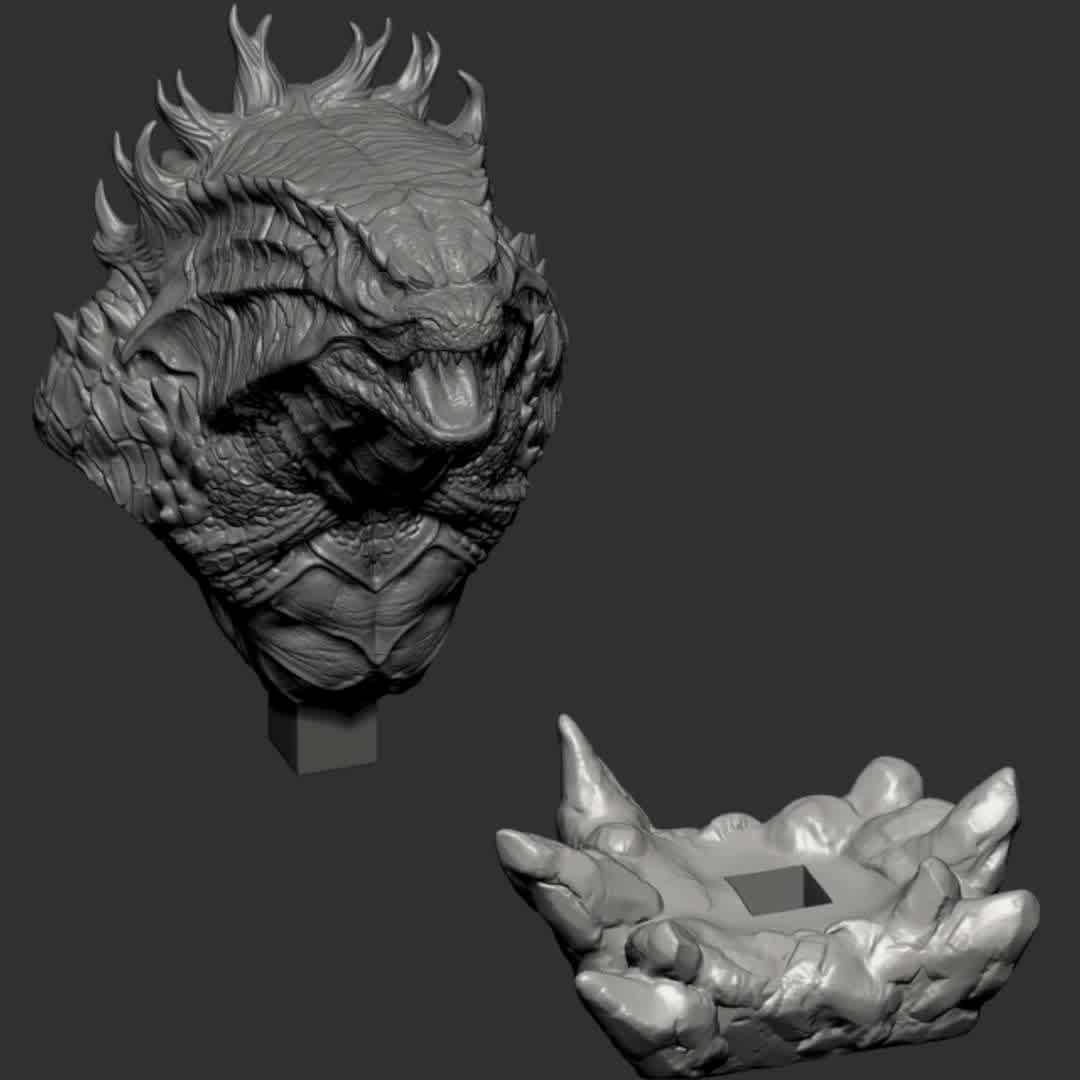 Godzilla bust - 1 love monsters and I am a fan of Godzilla. This is a bust-godzilla statue that I created to treat my impatience with the scheduled release date. has been cut and ready to print - The best files for 3D printing in the world. Stl models divided into parts to facilitate 3D printing. All kinds of characters, decoration, cosplay, prosthetics, pieces. Quality in 3D printing. Affordable 3D models. Low cost. Collective purchases of 3D files.