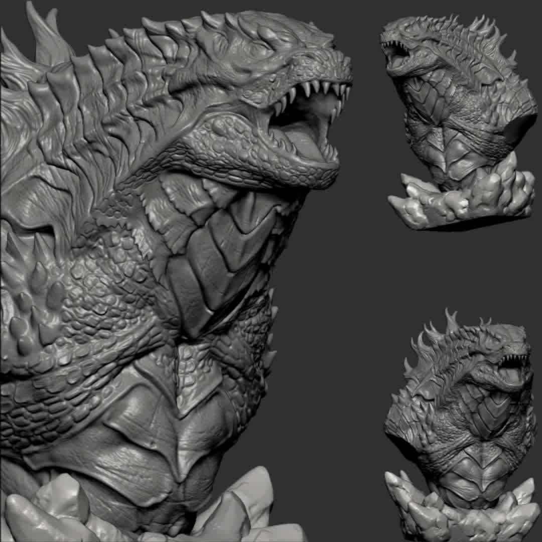 Godzilla bust - 1 love monsters and I am a fan of Godzilla. This is a bust-godzilla statue that I created to treat my impatience with the scheduled release date. has been cut and ready to print - The best files for 3D printing in the world. Stl models divided into parts to facilitate 3D printing. All kinds of characters, decoration, cosplay, prosthetics, pieces. Quality in 3D printing. Affordable 3D models. Low cost. Collective purchases of 3D files.