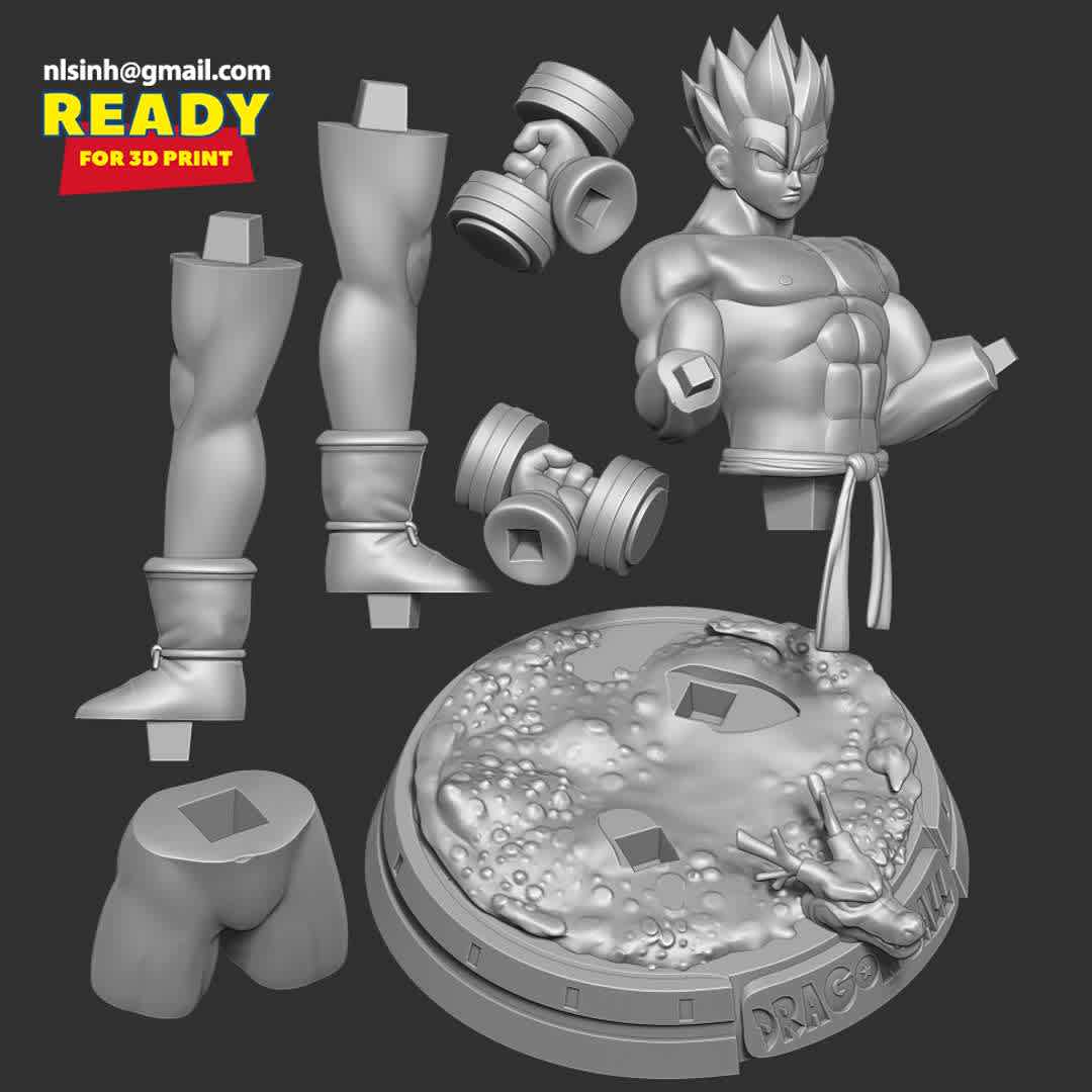 Gohan with gym - Gohan always tries to practice to improve himself.

When you purchase this model, you will own:

- STL, OBJ file with 7 separated files (with key to connect together) is ready for 3D printing.

- Zbrush original files (ZTL) for you to customize as you like.

This is version 1.0 of this model.

Thanks for viewing! Hope you like her. - Os melhores arquivos para impressão 3D do mundo. Modelos stl divididos em partes para facilitar a impressão 3D. Todos os tipos de personagens, decoração, cosplay, próteses, peças. Qualidade na impressão 3D. Modelos 3D com preço acessível. Baixo custo. Compras coletivas de arquivos 3D.