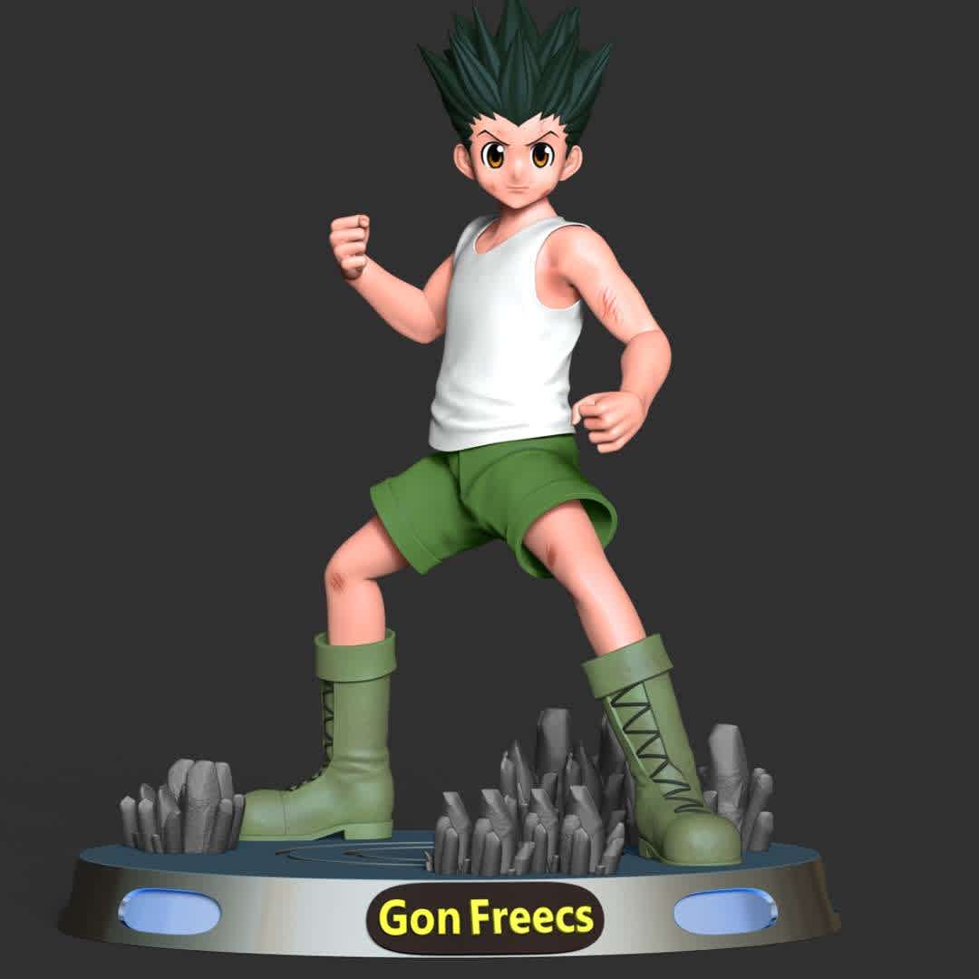 Gon Freecss - Jump Force - Gon is one of the main Characters appearing in the anime "Hunter X Hunter". Dedicated to find his father, Gon sets out to earn his Hunters license, proving he is an elite member of humanity so he can follow in his father's footsteps.

This model has a height of 18 cm.

When you purchase this model, you will own:

 - STL, OBJ file with 05 separated files (included key to connect parts) is ready for 3D printing.
 - Zbrush original files (ZTL) for you to customize as you like.

This is version 1.0 of this model.

Thanks for viewing! Hope you like him.  - Os melhores arquivos para impressão 3D do mundo. Modelos stl divididos em partes para facilitar a impressão 3D. Todos os tipos de personagens, decoração, cosplay, próteses, peças. Qualidade na impressão 3D. Modelos 3D com preço acessível. Baixo custo. Compras coletivas de arquivos 3D.