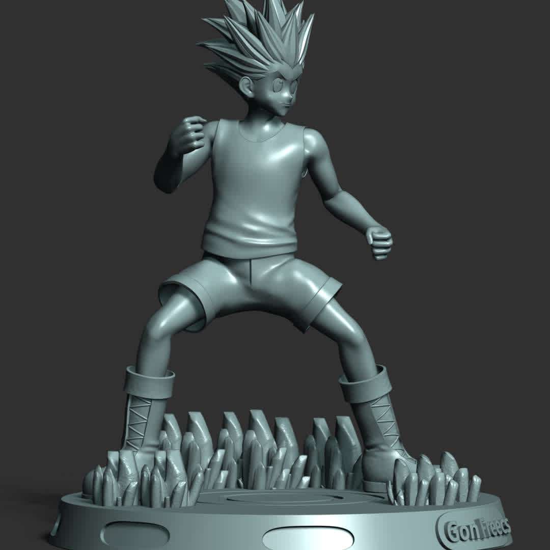 Gon Freecss - Jump Force - Gon is one of the main Characters appearing in the anime "Hunter X Hunter". Dedicated to find his father, Gon sets out to earn his Hunters license, proving he is an elite member of humanity so he can follow in his father's footsteps.

This model has a height of 18 cm.

When you purchase this model, you will own:

 - STL, OBJ file with 05 separated files (included key to connect parts) is ready for 3D printing.
 - Zbrush original files (ZTL) for you to customize as you like.

This is version 1.0 of this model.

Thanks for viewing! Hope you like him.  - Los mejores archivos para impresión 3D del mundo. Modelos Stl divididos en partes para facilitar la impresión 3D. Todo tipo de personajes, decoración, cosplay, prótesis, piezas. Calidad en impresión 3D. Modelos 3D asequibles. Bajo costo. Compras colectivas de archivos 3D.