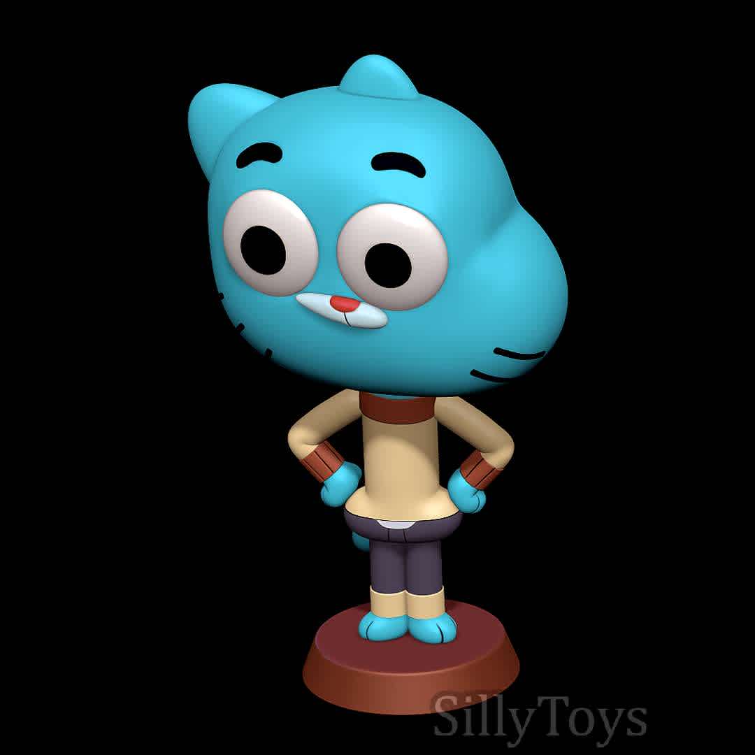 Gumball Watterson - The Amazing World of Gumball - Good old Gumball - The best files for 3D printing in the world. Stl models divided into parts to facilitate 3D printing. All kinds of characters, decoration, cosplay, prosthetics, pieces. Quality in 3D printing. Affordable 3D models. Low cost. Collective purchases of 3D files.