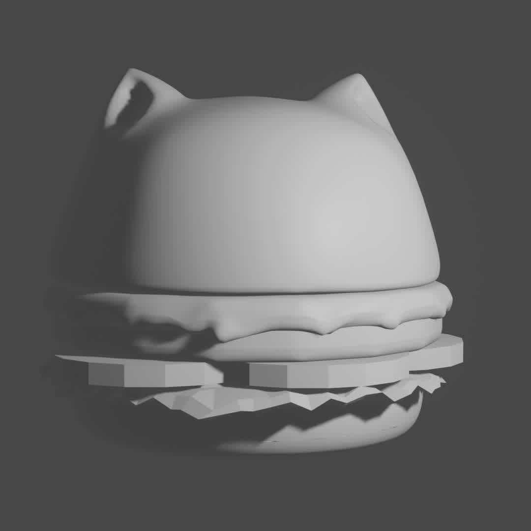 Hamburger Cat Character - Hamburger Cat! Yummy! This cat likes to bounce around. For personal use only! - Los mejores archivos para impresión 3D del mundo. Modelos Stl divididos en partes para facilitar la impresión 3D. Todo tipo de personajes, decoración, cosplay, prótesis, piezas. Calidad en impresión 3D. Modelos 3D asequibles. Bajo costo. Compras colectivas de archivos 3D.