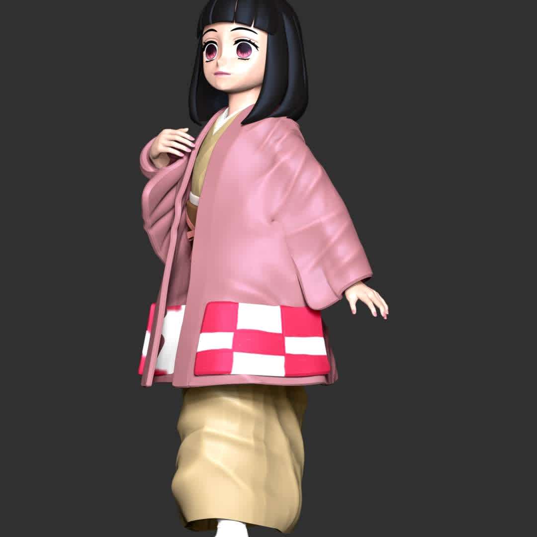 Hanako Kamado Demon Slayer Kimetsu no Yaiba  - **Hanako was a young girl with black, shoulder-length hair and fringe above her eyebrows. She had large, dark red eyes with white pupils and pale skin, much like the rest of her family.**

**The model ready for 3D printing.**

These information of model:

**- The height of current model is 20 cm and you can free to scale it.**

**- Format files: STL, OBJ to supporting 3D printing.**

**- Can be assembled without glue (glue is optional)**

**- Split down to 3 parts**

**- ZTL format for Zbrush for you to customize as you like.**

Please don't hesitate to contact me if you have any issues question.

If you see this model useful, please vote positively for it. - The best files for 3D printing in the world. Stl models divided into parts to facilitate 3D printing. All kinds of characters, decoration, cosplay, prosthetics, pieces. Quality in 3D printing. Affordable 3D models. Low cost. Collective purchases of 3D files.