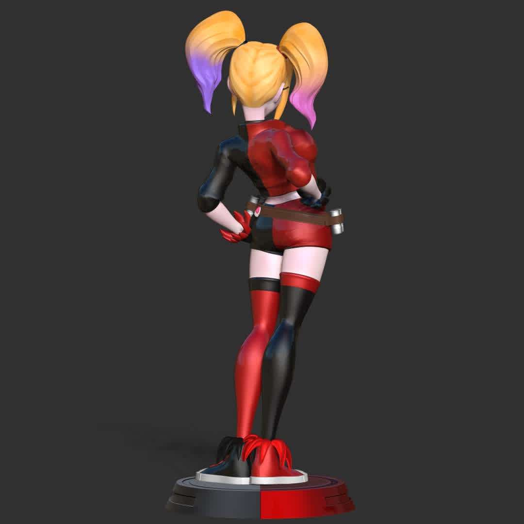 Harley Quinn Stylized - "This model for Fanart."

Basic parameters:

- STL, OBJ format for 3D printing with 08 discrete objects
- ZTL format for Zbrush (version 2002.0.2 or later)
- Model height: 25cm
- Version 1.0: Polygons: 1944258 & Vertices: 1027214

Model ready for 3D printing.

Please vote positively for me if you find this model useful. - The best files for 3D printing in the world. Stl models divided into parts to facilitate 3D printing. All kinds of characters, decoration, cosplay, prosthetics, pieces. Quality in 3D printing. Affordable 3D models. Low cost. Collective purchases of 3D files.