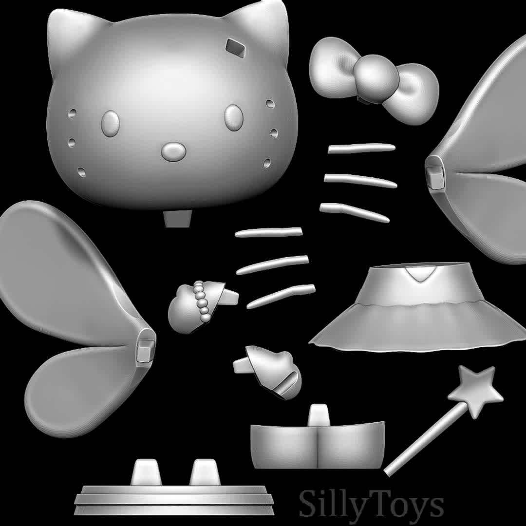 Hello kitty Fairy - Its good old Hello Kitty! - The best files for 3D printing in the world. Stl models divided into parts to facilitate 3D printing. All kinds of characters, decoration, cosplay, prosthetics, pieces. Quality in 3D printing. Affordable 3D models. Low cost. Collective purchases of 3D files.