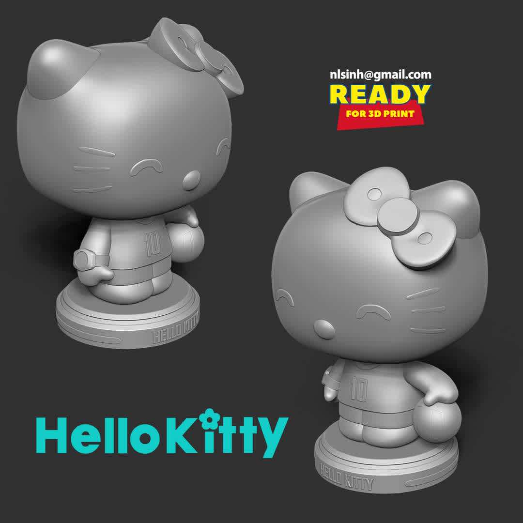 Hello Kitty Play Volleyball - Despite having short limbs, Hello Kitty loves to play volleyball.

When you purchase this model, you will own:

- STL, OBJ file with 05 separated files (with key to connect together) is ready for 3D printing.

- Zbrush original files (ZTL) for you to customize as you like.

This is version 1.0 of this model.

Thanks for viewing! Hope you like it! - The best files for 3D printing in the world. Stl models divided into parts to facilitate 3D printing. All kinds of characters, decoration, cosplay, prosthetics, pieces. Quality in 3D printing. Affordable 3D models. Low cost. Collective purchases of 3D files.