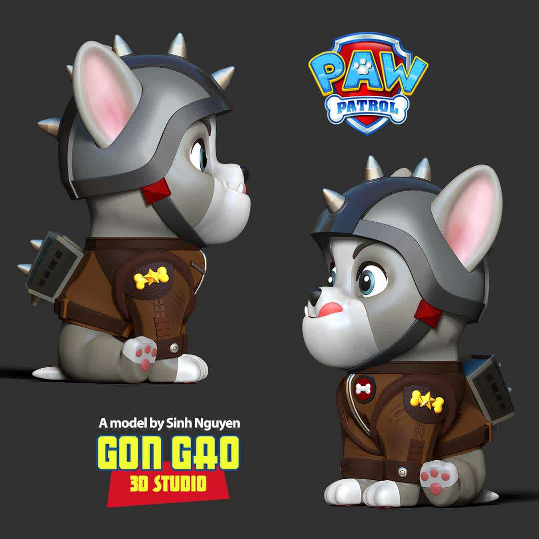 Hubcap - Paw Patrol Fanart - "Hubcap is a male French Bulldog and one of and leader of the three members of the Ruff-Ruff Pack."

Basic parameters:

- STL format for 3D printing with 03 discrete objects
- Model height: 15cm
- Version 1.0: Polygons: 1400888 & Vertices: 743297

Model ready for 3D printing.

Please vote positively for me if you find this model useful. - Os melhores arquivos para impressão 3D do mundo. Modelos stl divididos em partes para facilitar a impressão 3D. Todos os tipos de personagens, decoração, cosplay, próteses, peças. Qualidade na impressão 3D. Modelos 3D com preço acessível. Baixo custo. Compras coletivas de arquivos 3D.