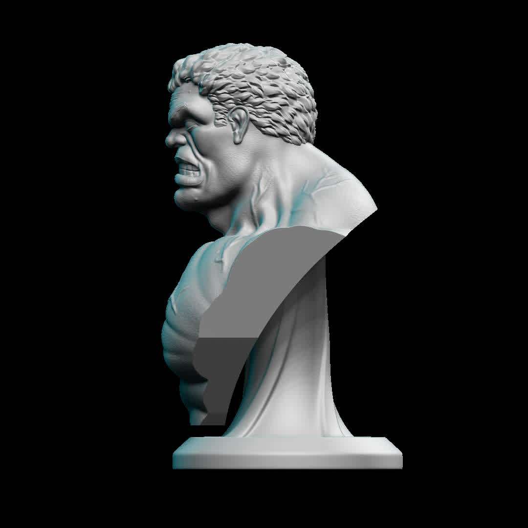 HULK BUST - The 3D model is prepared and ready for 3D printing. Printing test performed on Creality LD-006 printer. Contents: STL file.

Total de Pieces: 2 - Approximate Height: 150mm Contents : STL file.

Tip for a good impression:

Make sure your printer is calibrated Use the correct timing for your resin/printer After printing, wash the piece and remove the supports by hand or with the aid of pliers, remove carefully Cure your parts Finish your piece with sandpaper Paint your piece and make your collection. Thank you very much. Hope you like it! ;D

Thank you for downloading and supporting! Please remember to rate my work ! thanks! - Os melhores arquivos para impressão 3D do mundo. Modelos stl divididos em partes para facilitar a impressão 3D. Todos os tipos de personagens, decoração, cosplay, próteses, peças. Qualidade na impressão 3D. Modelos 3D com preço acessível. Baixo custo. Compras coletivas de arquivos 3D.