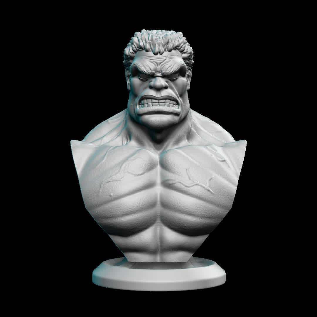 HULK BUST - The 3D model is prepared and ready for 3D printing. Printing test performed on Creality LD-006 printer. Contents: STL file.

Total de Pieces: 2 - Approximate Height: 150mm Contents : STL file.

Tip for a good impression:

Make sure your printer is calibrated Use the correct timing for your resin/printer After printing, wash the piece and remove the supports by hand or with the aid of pliers, remove carefully Cure your parts Finish your piece with sandpaper Paint your piece and make your collection. Thank you very much. Hope you like it! ;D

Thank you for downloading and supporting! Please remember to rate my work ! thanks! - The best files for 3D printing in the world. Stl models divided into parts to facilitate 3D printing. All kinds of characters, decoration, cosplay, prosthetics, pieces. Quality in 3D printing. Affordable 3D models. Low cost. Collective purchases of 3D files.