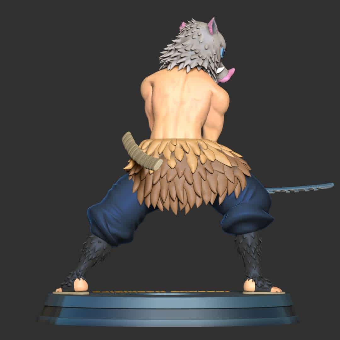 Inosuke Hashibira - Inosuke Hashibira is one of the main protagonists of Demon Slayer.

Information: this model has a height of 15cm.

When you purchase this model, you will own:

STL, OBJ file with 06 separated files (with key to connect together) is ready for 3D printing.
Zbrush original files (ZTL) for you to customize as you like.
This is version 1.0 of this model.

Hope you like him. Thanks for viewing! - The best files for 3D printing in the world. Stl models divided into parts to facilitate 3D printing. All kinds of characters, decoration, cosplay, prosthetics, pieces. Quality in 3D printing. Affordable 3D models. Low cost. Collective purchases of 3D files.