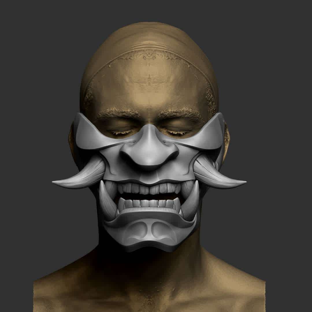 Japanese Noh Oni Half Mask 1 3D print model - This is a 3D STL file for CNC machine, that is compatible with Aspire, Artcam, and also other platforms that support the STL format(Blender, Zbrush, Maya, etc...) File for print it personally on a 3d printer. The size of this design is adjustable to your needs. After Payment You will get directly the link to Download This design was made by the Maskitto team. All the rights belong to the creators, therefore, it is forbidden to resell nor share this design as a digital file. However, you are allowed to sell the product that you carve in wood or other material on your CNC from our file Feel free to contact for every issue or information.The Mask is sized for a standard adult's head. Print size mask without claws: length - 174 mm/ width - 172 mm/ height - 129 mm Recommended settings for printing:Print with at least 15-20% infill,Layer Height 0.1 - 0.16 mm - Los mejores archivos para impresión 3D del mundo. Modelos Stl divididos en partes para facilitar la impresión 3D. Todo tipo de personajes, decoración, cosplay, prótesis, piezas. Calidad en impresión 3D. Modelos 3D asequibles. Bajo costo. Compras colectivas de archivos 3D.