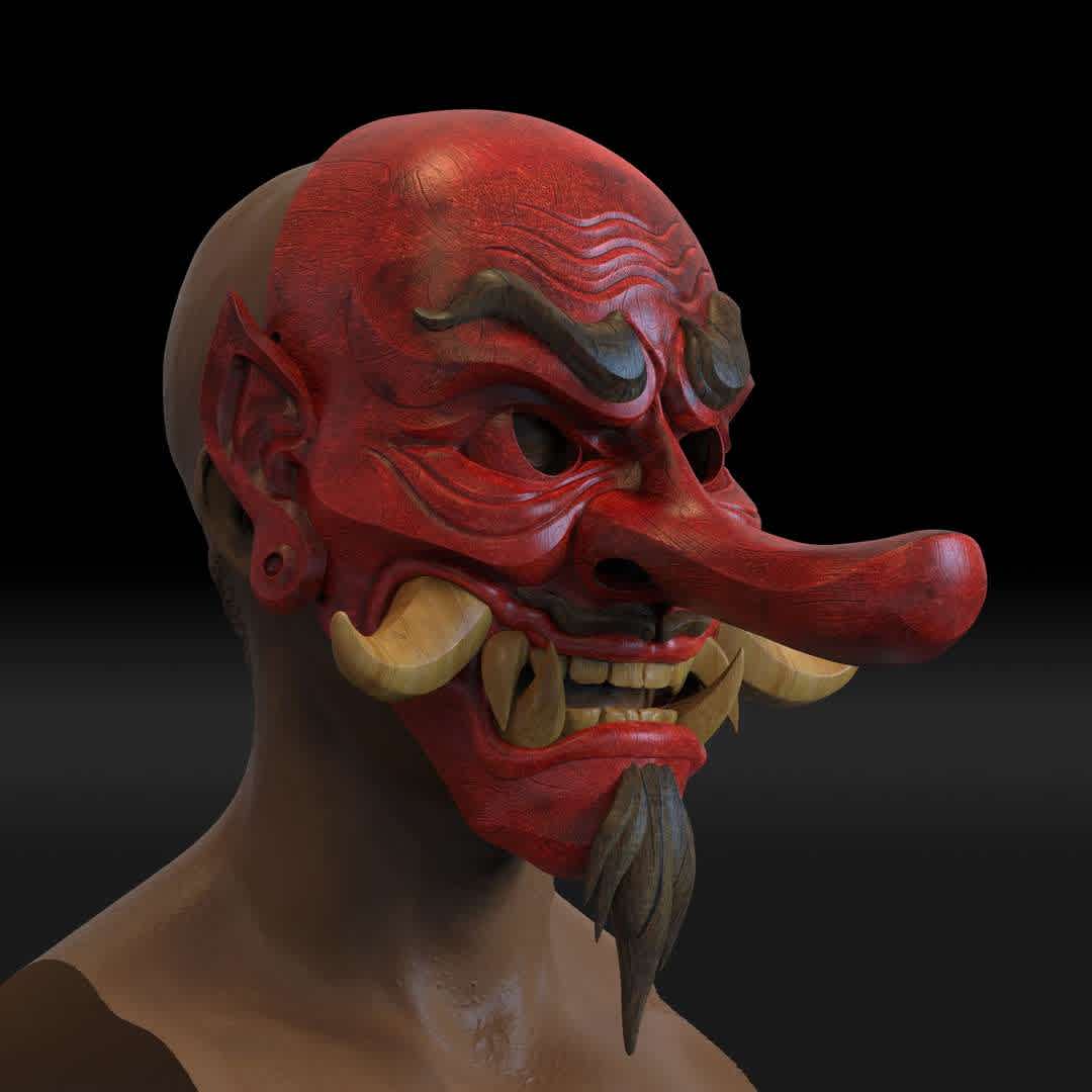 Japanese Tengu Smile Mask 3D print model - This is a 3D STL file for CNC machine, that is compatible with Aspire, Artcam, and also other platforms that support the STL format(Blender, Zbrush, Maya, etc...) File for print it personally on a 3d printer. The size of this design is adjustable to your needs. After Payment You will get directly the link to Download This design was made by the Maskitto team. All the rights belong to the creators, therefore, it is forbidden to resell nor share this design as a digital file. However, you are allowed to sell the product that you carve in wood or other material on your CNC from our file Feel free to contact for every issue or information.The Mask is sized for a standard adult's head.The Tengu mask is very detailed and has a wood texture, so after printing and painting the mask will look like it was made of wood.You can see the sizes of the masks for printing in the pictures. Print size mask without nose: length - 220/ width - 210mm/ height - 220 mm. Recommended settings for printing:Print with at least 15-20% infill,Layer Height 0.12 - 0.16 mm. - Os melhores arquivos para impressão 3D do mundo. Modelos stl divididos em partes para facilitar a impressão 3D. Todos os tipos de personagens, decoração, cosplay, próteses, peças. Qualidade na impressão 3D. Modelos 3D com preço acessível. Baixo custo. Compras coletivas de arquivos 3D.