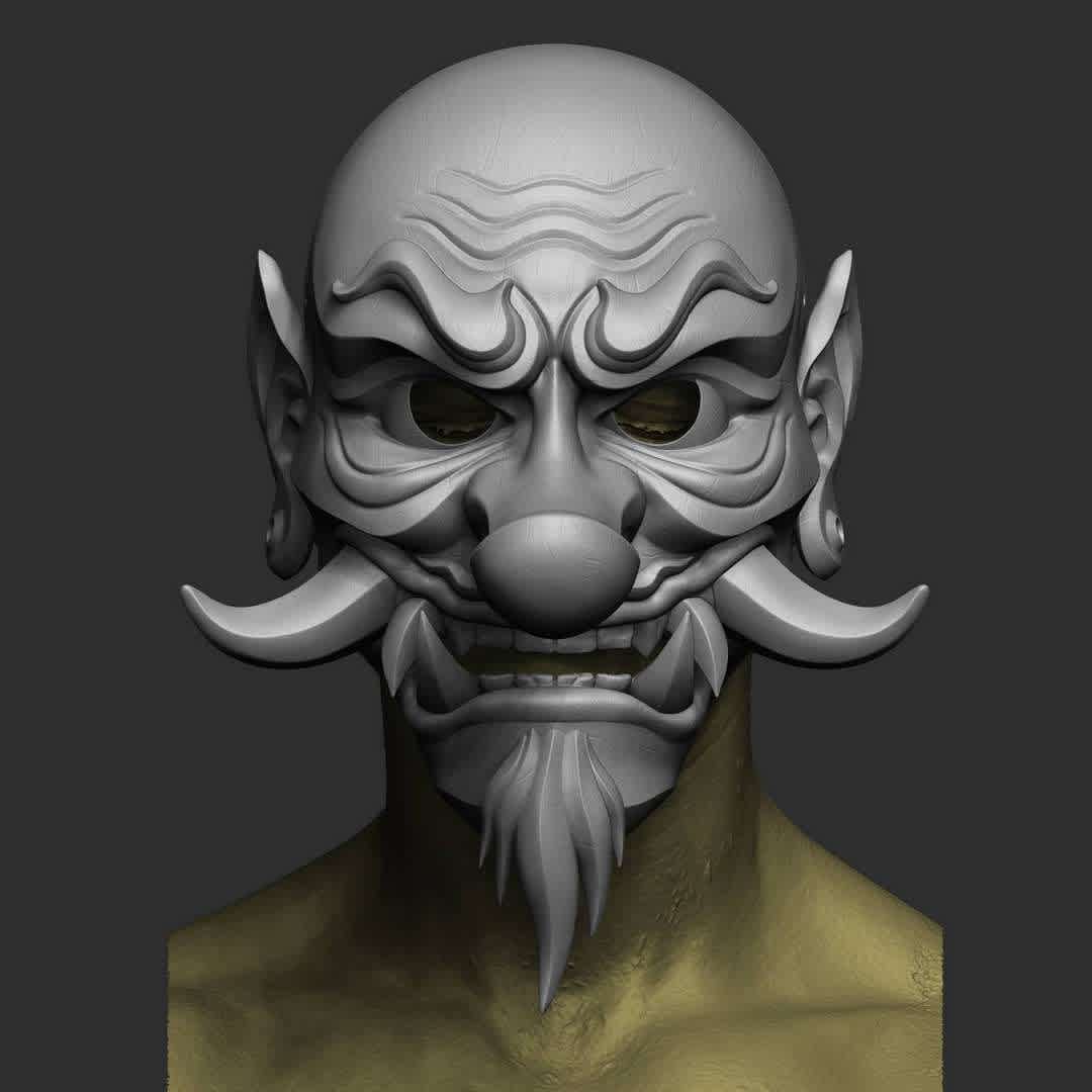 Japanese Tengu Smile Mask 3D print model - This is a 3D STL file for CNC machine, that is compatible with Aspire, Artcam, and also other platforms that support the STL format(Blender, Zbrush, Maya, etc...) File for print it personally on a 3d printer. The size of this design is adjustable to your needs. After Payment You will get directly the link to Download This design was made by the Maskitto team. All the rights belong to the creators, therefore, it is forbidden to resell nor share this design as a digital file. However, you are allowed to sell the product that you carve in wood or other material on your CNC from our file Feel free to contact for every issue or information.The Mask is sized for a standard adult's head.The Tengu mask is very detailed and has a wood texture, so after printing and painting the mask will look like it was made of wood.You can see the sizes of the masks for printing in the pictures. Print size mask without nose: length - 220/ width - 210mm/ height - 220 mm. Recommended settings for printing:Print with at least 15-20% infill,Layer Height 0.12 - 0.16 mm. - The best files for 3D printing in the world. Stl models divided into parts to facilitate 3D printing. All kinds of characters, decoration, cosplay, prosthetics, pieces. Quality in 3D printing. Affordable 3D models. Low cost. Collective purchases of 3D files.