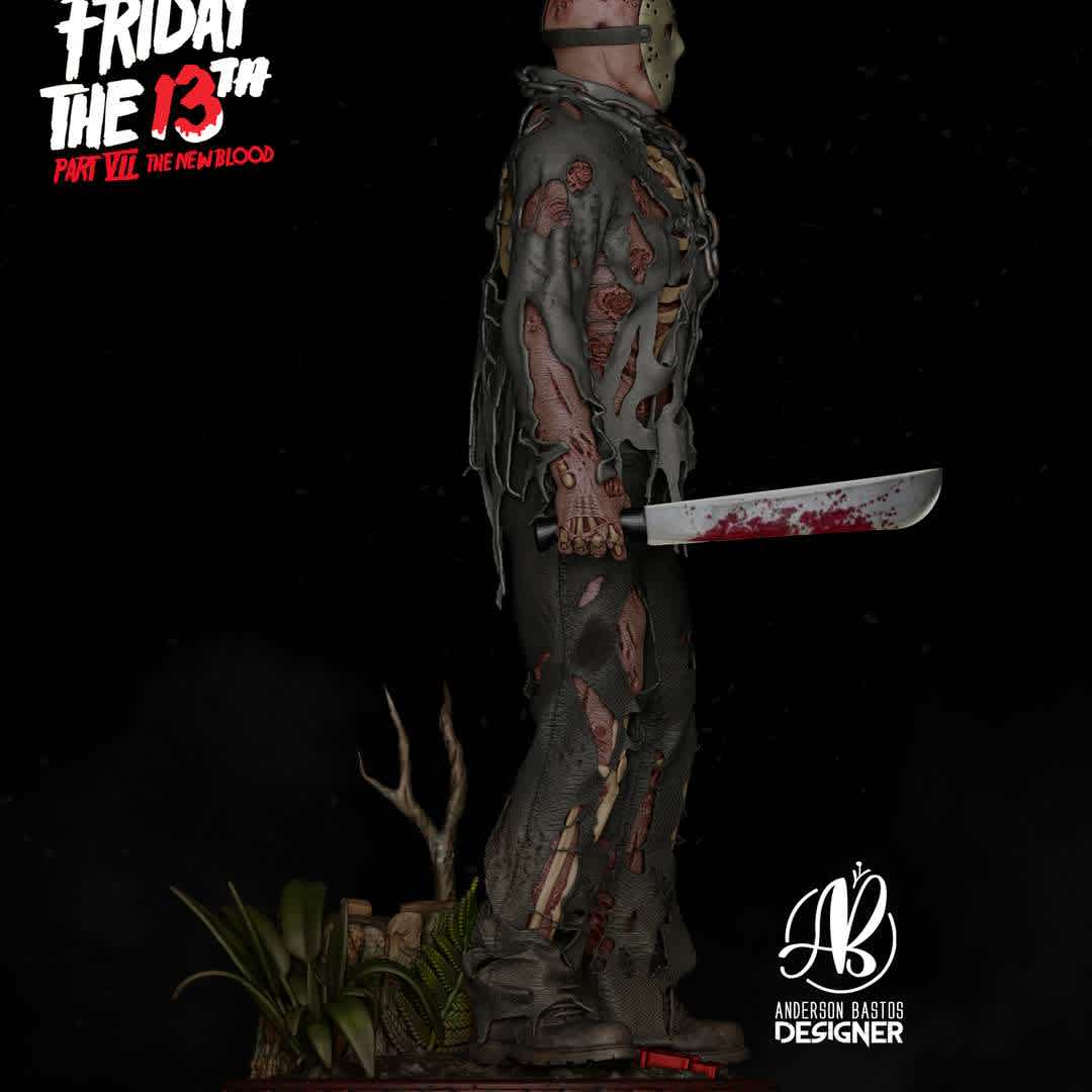 Jason Voorhees - Model based on the movie Friday the 13th Part VII: The New Blood.

For those who are passionate about slasher horror movies from the 80s, the 300 mm tall model cannot be missing from your collection.

This STL and the resulting printout are for the purchaser's personal use only, and you are not permitted to modify, share or resell my work (Digital or Physical). Please support the artist and his works. - The best files for 3D printing in the world. Stl models divided into parts to facilitate 3D printing. All kinds of characters, decoration, cosplay, prosthetics, pieces. Quality in 3D printing. Affordable 3D models. Low cost. Collective purchases of 3D files.