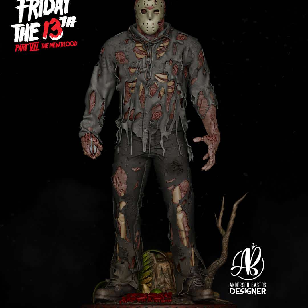 Jason Voorhees - Model based on the movie Friday the 13th Part VII: The New Blood.

For those who are passionate about slasher horror movies from the 80s, the 300 mm tall model cannot be missing from your collection.

This STL and the resulting printout are for the purchaser's personal use only, and you are not permitted to modify, share or resell my work (Digital or Physical). Please support the artist and his works. - The best files for 3D printing in the world. Stl models divided into parts to facilitate 3D printing. All kinds of characters, decoration, cosplay, prosthetics, pieces. Quality in 3D printing. Affordable 3D models. Low cost. Collective purchases of 3D files.