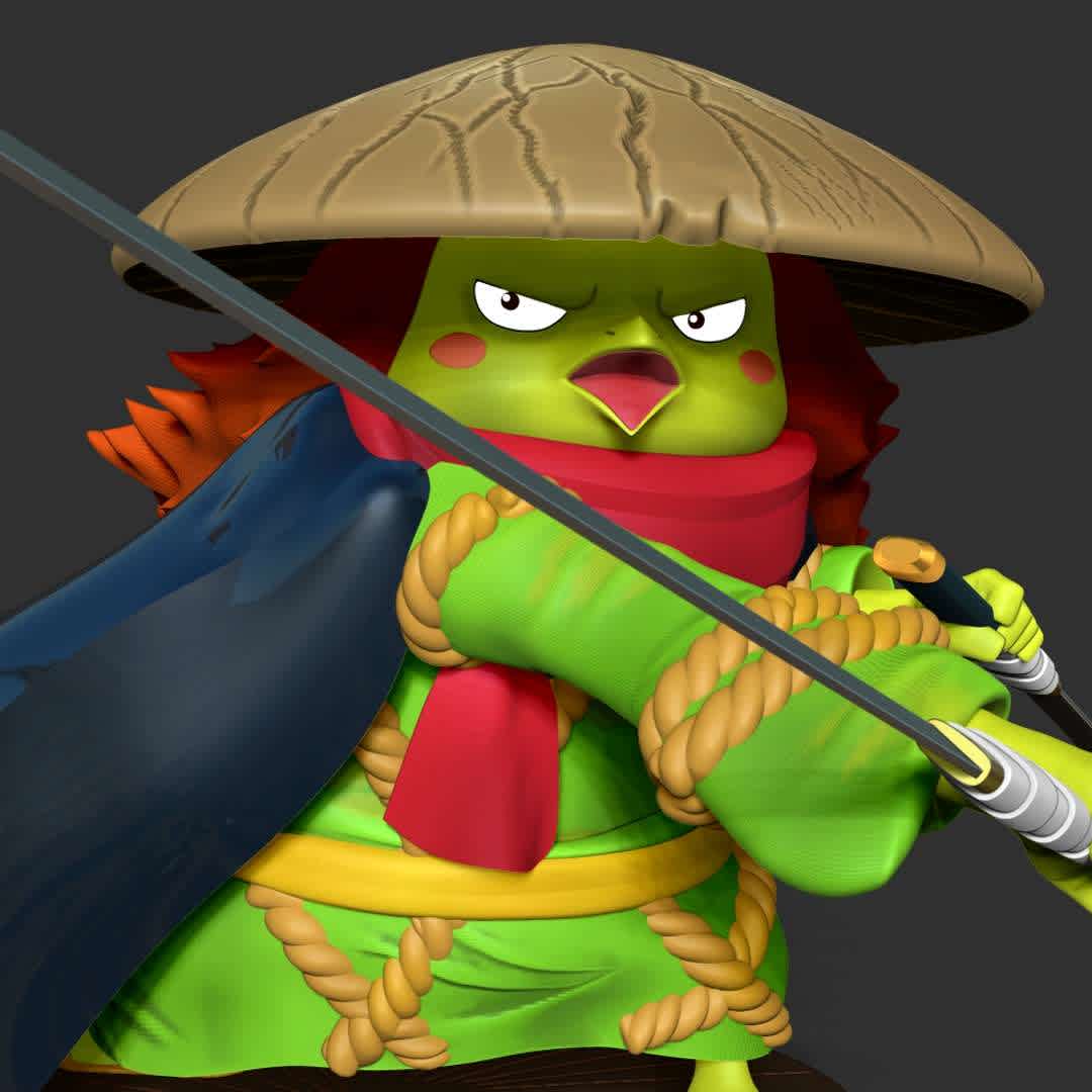 Kawamatsu the Kappa  - Kawamatsu the Kappa is one of the major characters of One Piece Wano Country Arc.

Information: this model has a height of 10cm.

When you purchase this model, you will own:

-STL, OBJ file with 07 separated files (with key to connect together) is ready for 3D printing.

-Zbrush original files (ZTL) for you to customize as you like.

This is version 1.0 of this model.

Hope you like her. Thanks for viewing! - Os melhores arquivos para impressão 3D do mundo. Modelos stl divididos em partes para facilitar a impressão 3D. Todos os tipos de personagens, decoração, cosplay, próteses, peças. Qualidade na impressão 3D. Modelos 3D com preço acessível. Baixo custo. Compras coletivas de arquivos 3D.