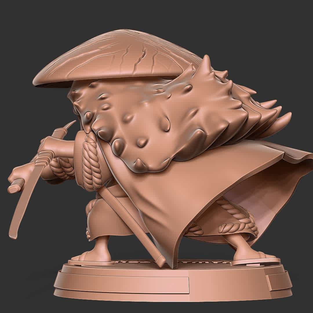 Kawamatsu the Kappa  - Kawamatsu the Kappa is one of the major characters of One Piece Wano Country Arc.

Information: this model has a height of 10cm.

When you purchase this model, you will own:

-STL, OBJ file with 07 separated files (with key to connect together) is ready for 3D printing.

-Zbrush original files (ZTL) for you to customize as you like.

This is version 1.0 of this model.

Hope you like her. Thanks for viewing! - Los mejores archivos para impresión 3D del mundo. Modelos Stl divididos en partes para facilitar la impresión 3D. Todo tipo de personajes, decoración, cosplay, prótesis, piezas. Calidad en impresión 3D. Modelos 3D asequibles. Bajo costo. Compras colectivas de archivos 3D.