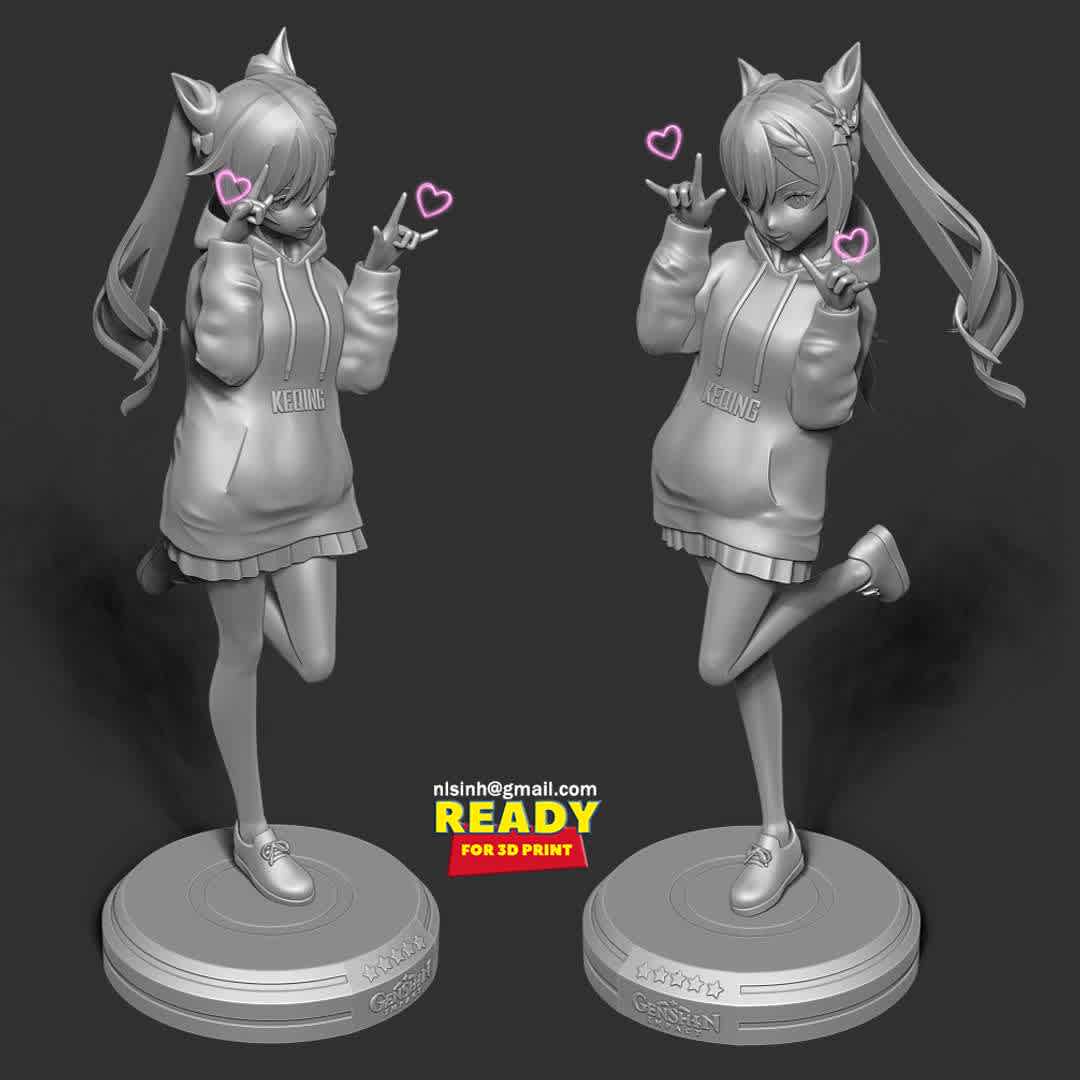Keqing - Genshin Impact Fanart - Keqing (Chinese: 刻晴 Kèqíng, Sunny Moment or Delicate Carving) is a playable Electro character in Genshin Impact. - quote from wiki

When you purchase this model, you will own:

- STL, OBJ file with 05 separated files (with key to connect together) is ready for 3D printing.

- Zbrush original files (ZTL) for you to customize as you like.

This is version 1.0 of this model.

Hope you like her. Thanks for viewing! - Los mejores archivos para impresión 3D del mundo. Modelos Stl divididos en partes para facilitar la impresión 3D. Todo tipo de personajes, decoración, cosplay, prótesis, piezas. Calidad en impresión 3D. Modelos 3D asequibles. Bajo costo. Compras colectivas de archivos 3D.