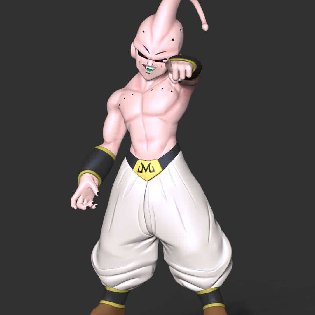 Kid Buu - Dragon Ball Fanart - Kid Buu (魔ま人じんブウ　（純じゅん粋すい） Majin Bū　(Junsui), lit. "Demon Person Boo (Pure)") is the original, pure form of Majin Buu.

These information details of this model:

 - Files format: STL, OBJ (included 03 separated files is ready for 3D printing). 
 - Zbrush original file (ZTL) for you to customize as you like.
 - The height is 16 cm
 - The version 1.0 

Hope you like him.
Don't hesitate to contact me if there are any problems during printing the model.  - The best files for 3D printing in the world. Stl models divided into parts to facilitate 3D printing. All kinds of characters, decoration, cosplay, prosthetics, pieces. Quality in 3D printing. Affordable 3D models. Low cost. Collective purchases of 3D files.