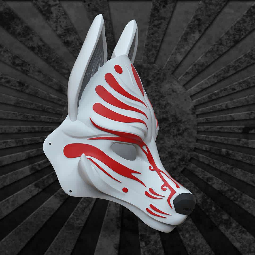 Kitsune Mask Anime Mask 3D print model - This is a 3D STL file for CNC machine, that is compatible with Aspire, Artcam, and also other platforms that support the STL format(Blender, Zbrush, Maya, etc...) File for print it personally on a 3d printer. The size of this design is adjustable to your needs. After Payment You will get directly the link to Download .This design was made by the Maskitto team. All the rights belong to the creators, therefore, it is forbidden to resell nor share this design as a digital file. However, you are allowed to sell the product that you carve in wood or other material on your CNC from our file Feel free to contact for every issue or information.The Mask is sized for a standard adult's head. There are two versions of the mask - with and without stripes. Print size mask: length - 188 mm/ width - 188 mm/ height - 202 mm. Recommended settings for printing:Print with at least 15-20% infill,Layer Height 0.1 - 0.16 mm - Los mejores archivos para impresión 3D del mundo. Modelos Stl divididos en partes para facilitar la impresión 3D. Todo tipo de personajes, decoración, cosplay, prótesis, piezas. Calidad en impresión 3D. Modelos 3D asequibles. Bajo costo. Compras colectivas de archivos 3D.