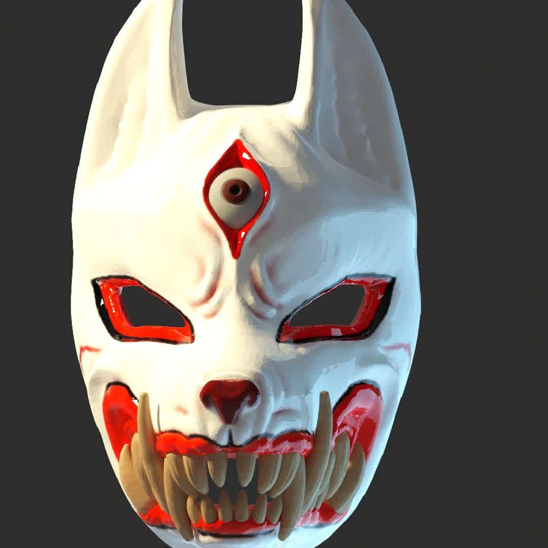 kitsune MASK - it is cut for its greatest printing fasity. 

se corta para su mayor facilidad de impresión - The best files for 3D printing in the world. Stl models divided into parts to facilitate 3D printing. All kinds of characters, decoration, cosplay, prosthetics, pieces. Quality in 3D printing. Affordable 3D models. Low cost. Collective purchases of 3D files.