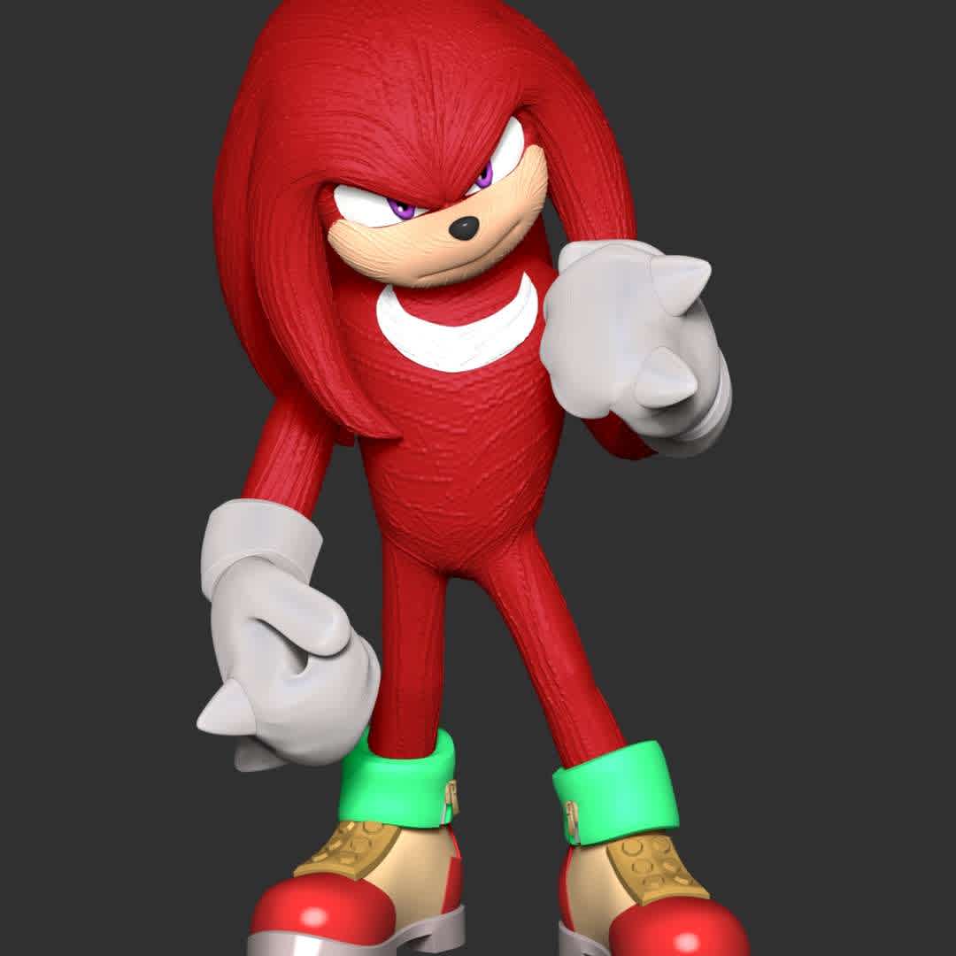 Knuckles - Sonic the hedgehog - These information of model:

**- The height of current model is 20 cm and you can free to scale it.**

**- Format files: STL, OBJ to supporting 3D printing.**

Please don't hesitate to contact me if you have any issues question. - The best files for 3D printing in the world. Stl models divided into parts to facilitate 3D printing. All kinds of characters, decoration, cosplay, prosthetics, pieces. Quality in 3D printing. Affordable 3D models. Low cost. Collective purchases of 3D files.