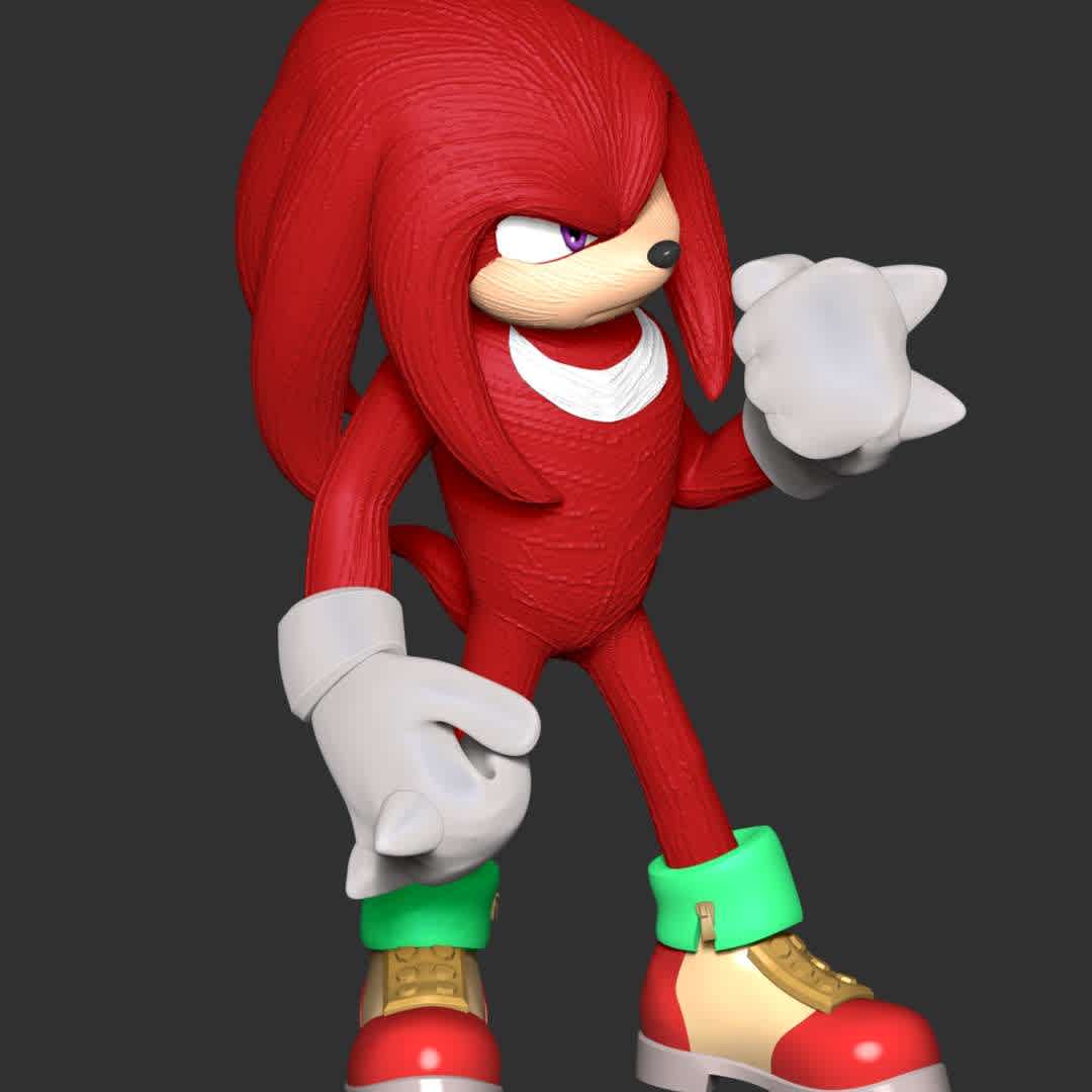 Knuckles - Sonic the hedgehog - These information of model:

**- The height of current model is 20 cm and you can free to scale it.**

**- Format files: STL, OBJ to supporting 3D printing.**

Please don't hesitate to contact me if you have any issues question. - The best files for 3D printing in the world. Stl models divided into parts to facilitate 3D printing. All kinds of characters, decoration, cosplay, prosthetics, pieces. Quality in 3D printing. Affordable 3D models. Low cost. Collective purchases of 3D files.