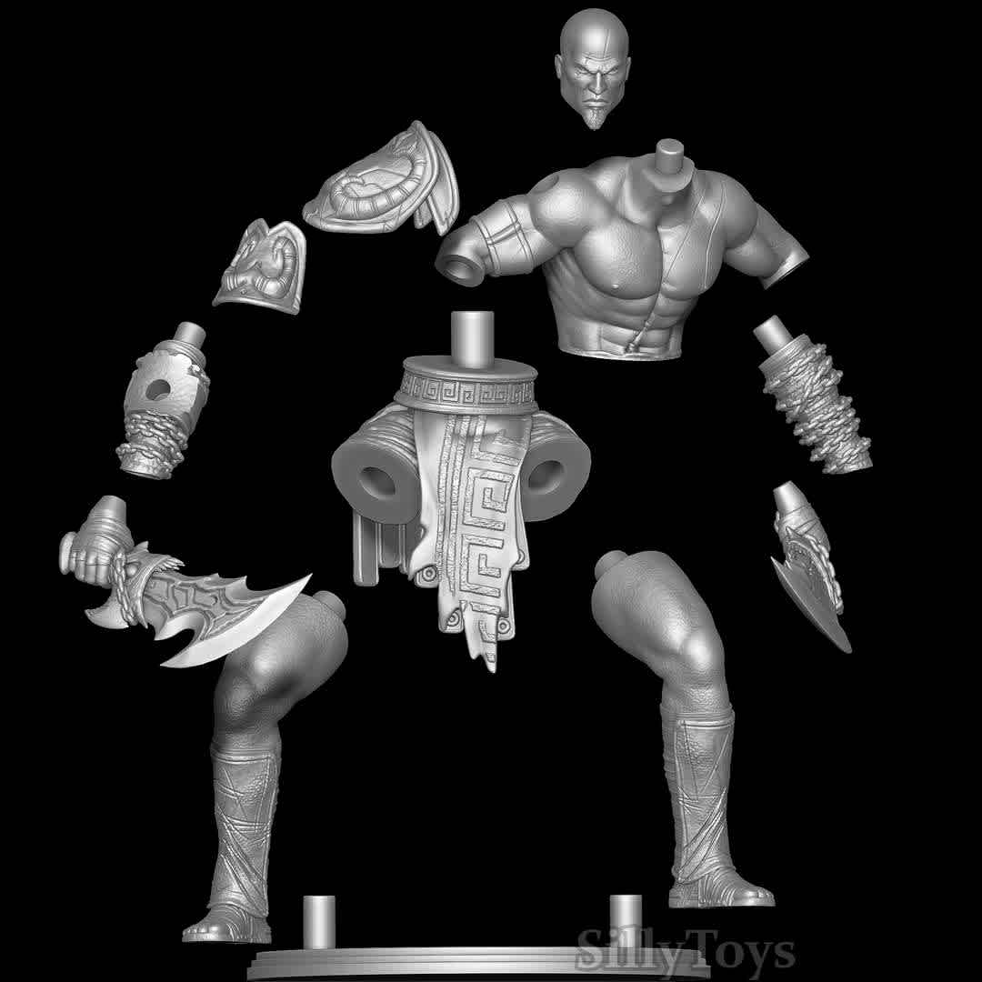 Kratos - God of War 3 - Statue of Kratos from God of War 3 - The best files for 3D printing in the world. Stl models divided into parts to facilitate 3D printing. All kinds of characters, decoration, cosplay, prosthetics, pieces. Quality in 3D printing. Affordable 3D models. Low cost. Collective purchases of 3D files.