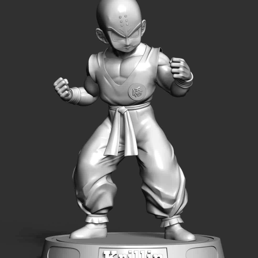 Krillin - Dragon Ball - Krillin (クリリン Kuririn) is a supporting protagonist in the Dragon Ball series.

These information details of this model:

 - Files format: STL, OBJ (included 03 separated files is ready for 3D printing). 
 - Zbrush original file (ZTL) for you to customize as you like.
 - The height is 20 cm
 - The version 1.0 

Hope you like him.
Don't hesitate to contact me if there are any problems during printing the model.  - Los mejores archivos para impresión 3D del mundo. Modelos Stl divididos en partes para facilitar la impresión 3D. Todo tipo de personajes, decoración, cosplay, prótesis, piezas. Calidad en impresión 3D. Modelos 3D asequibles. Bajo costo. Compras colectivas de archivos 3D.