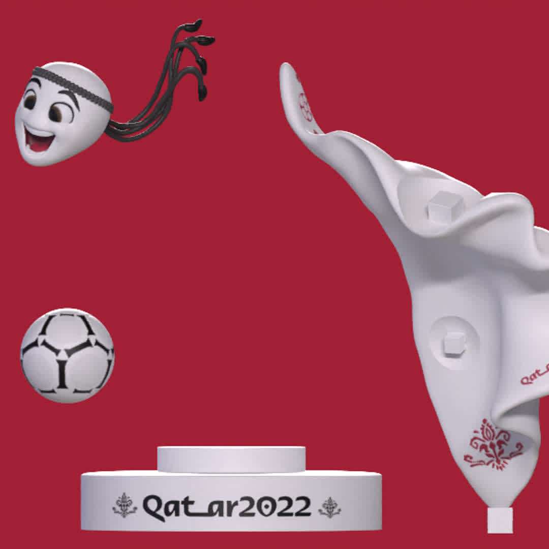 La'eeb WORLD CUP MASCOT 2022 - La'eeb is a world cup mascot 2022.
splited in 4 parts
Y= 180mm X= 133.6mm Z= 127.5mm - Los mejores archivos para impresión 3D del mundo. Modelos Stl divididos en partes para facilitar la impresión 3D. Todo tipo de personajes, decoración, cosplay, prótesis, piezas. Calidad en impresión 3D. Modelos 3D asequibles. Bajo costo. Compras colectivas de archivos 3D.