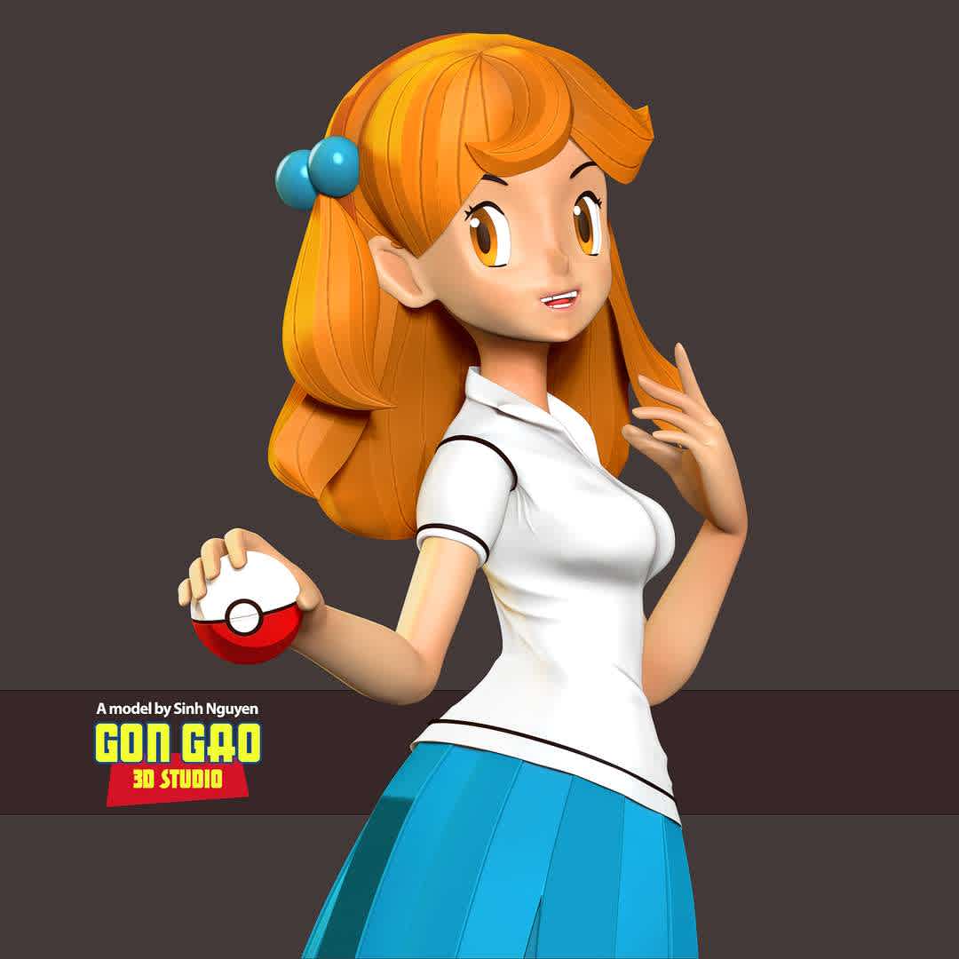 Lass - Pokemon Masters  - "A Lass (Japanese: ミニスカート Miniskirted) is a type of Pokémon Trainer that first debuted in the Generation I games."

Basic parameters:

- STL format for 3D printing with 05 discrete objects
- Model height: 20cm
- Version 1.0: Polygons: 1718083 & Vertices: 906553

Model ready for 3D printing.

Please vote positively for me if you find this model useful. - Os melhores arquivos para impressão 3D do mundo. Modelos stl divididos em partes para facilitar a impressão 3D. Todos os tipos de personagens, decoração, cosplay, próteses, peças. Qualidade na impressão 3D. Modelos 3D com preço acessível. Baixo custo. Compras coletivas de arquivos 3D.